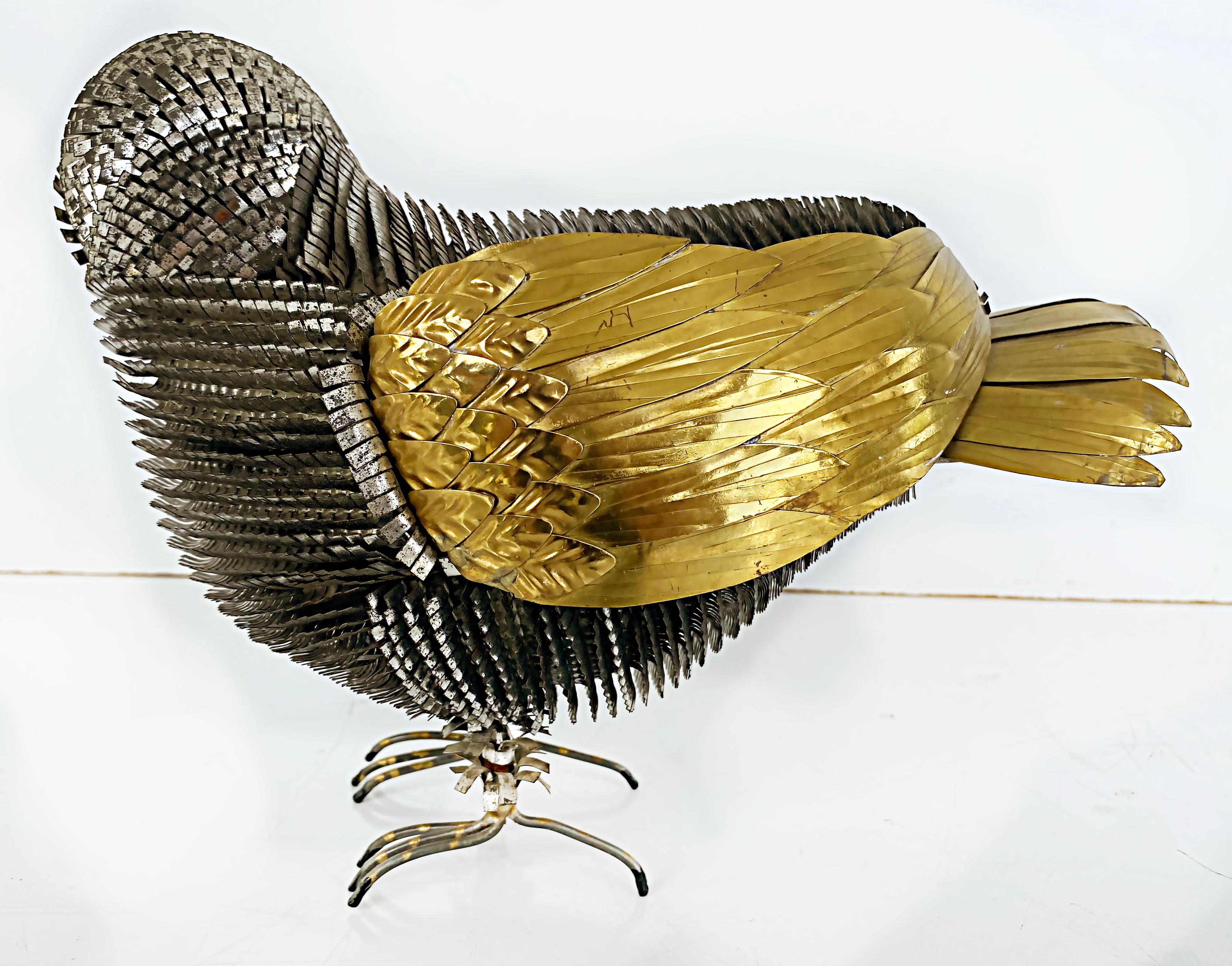 Mexikanische Vogelskulptur aus der Mitte des Jahrhunderts von Sergio Bustamante mit gemischten Metallen  2