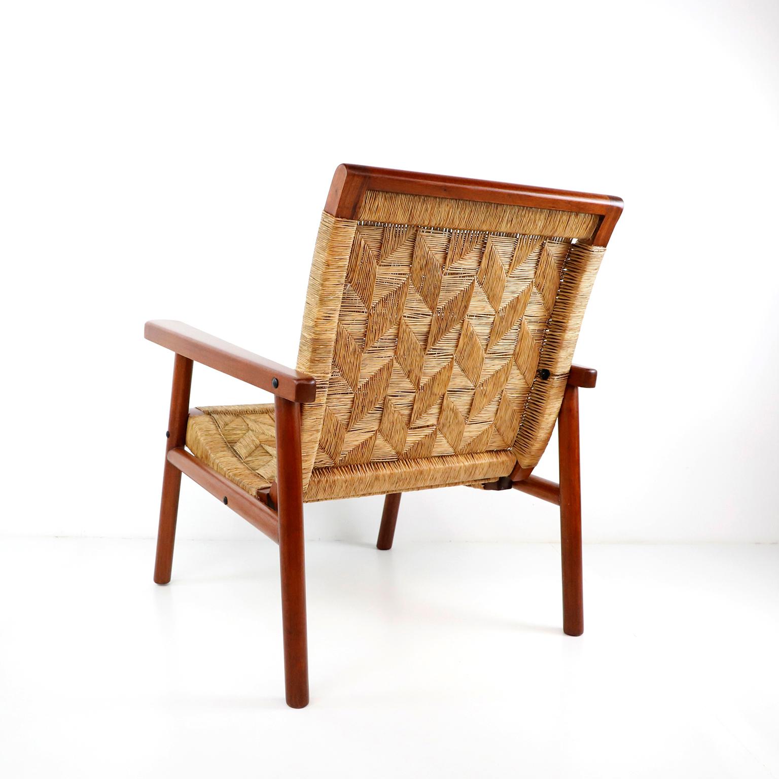 Mid-20th Century Mexican Mid-Century Modern Woven Lounge Chair For Sale