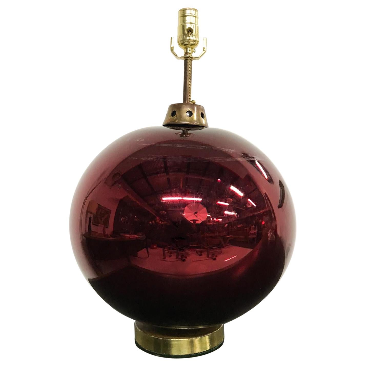 Mexican Mid-Century Modernist Mercury Glass Table Lamp Ruby Red