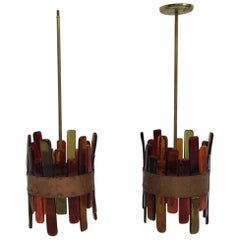 Paire de pendentifs Feders mexicains de style moderne du milieu du siècle dernier