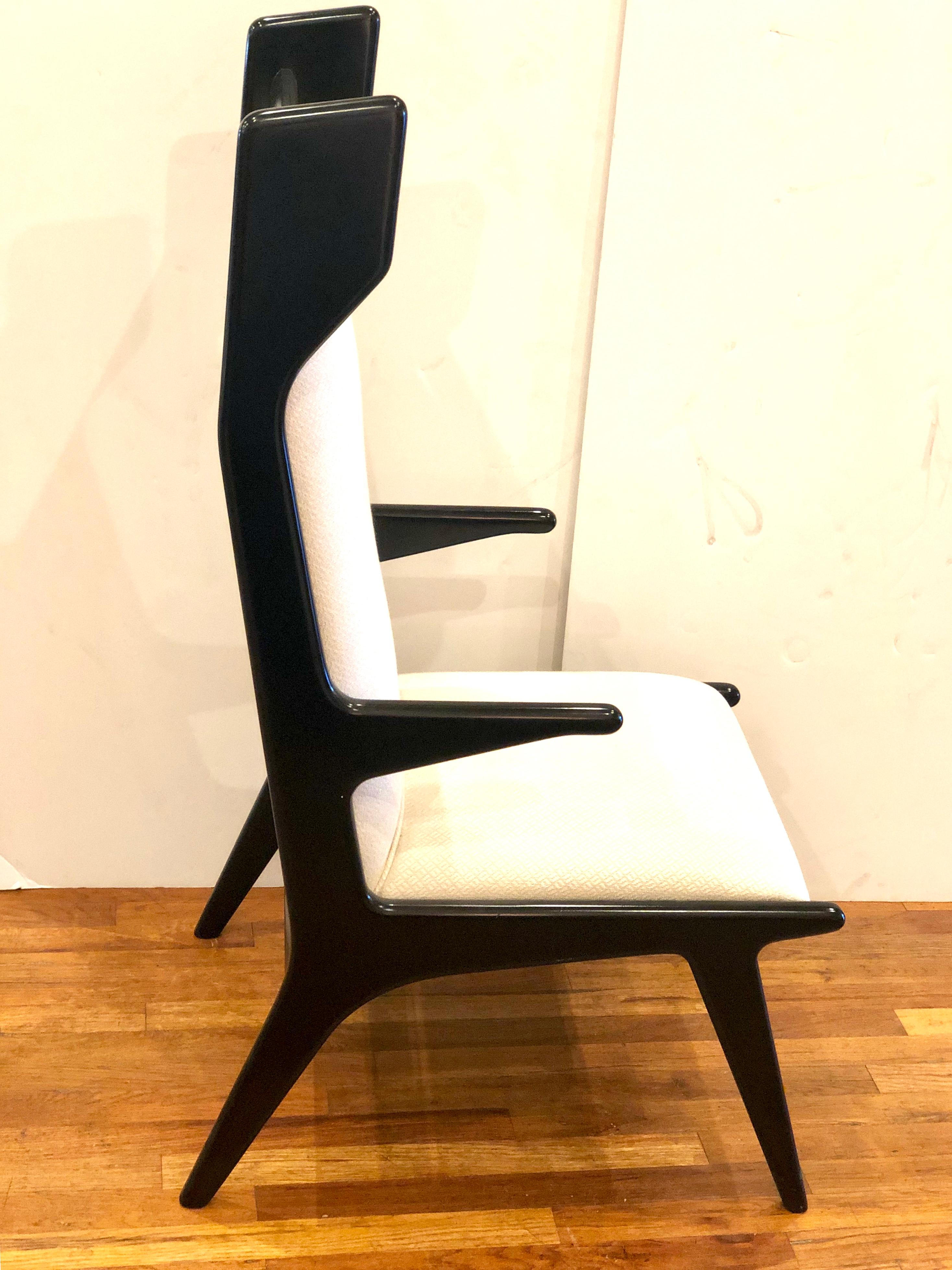 Mid-Century Modern Mexican Midcentury Pair of Tall Back Chairs by Eugenio Escudero