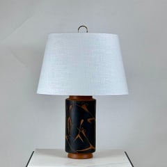 Chic Mexican Mid-Century Terracotta Desk or Table Lamp with Custom Linen Shade