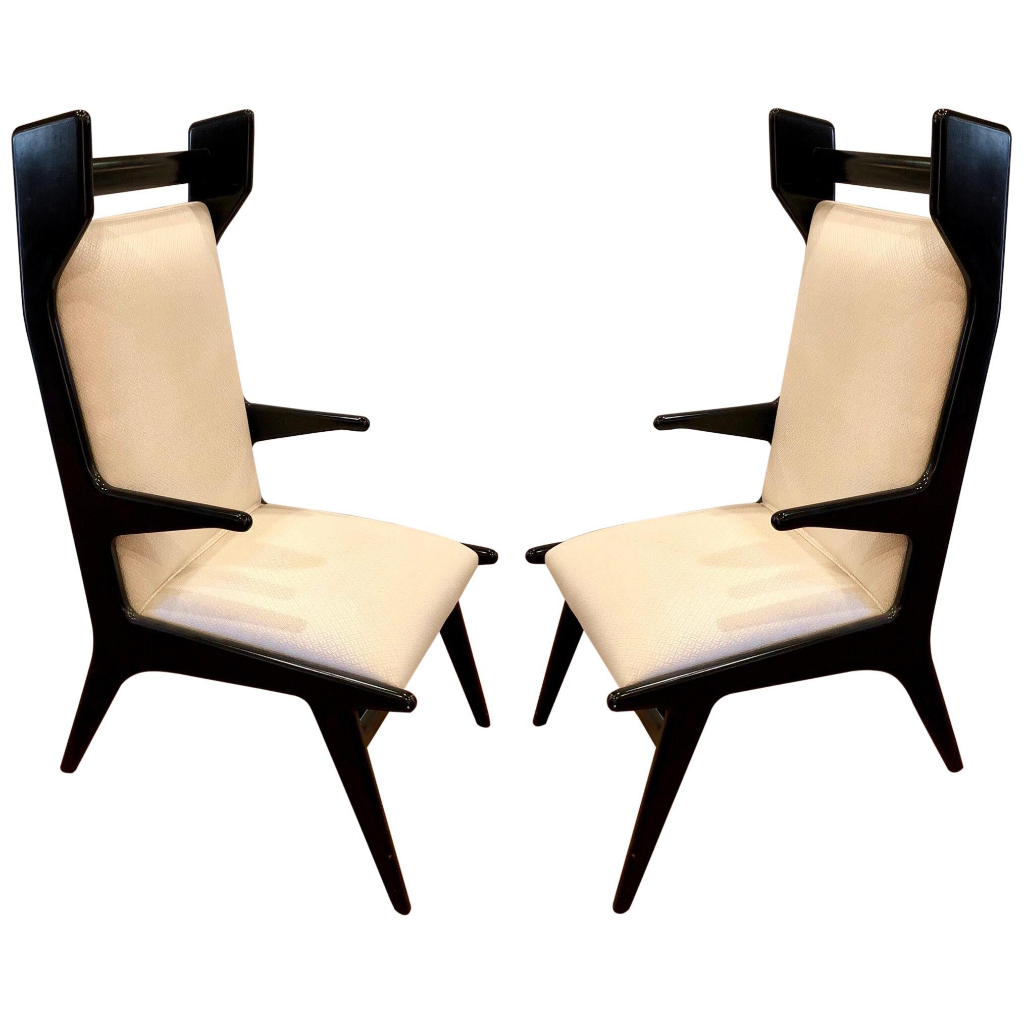 Mexican Midcentury Pair of Tall Back Chairs by Eugenio Escudero