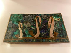 Mexican Mixed Metal and Stone Lidded Box