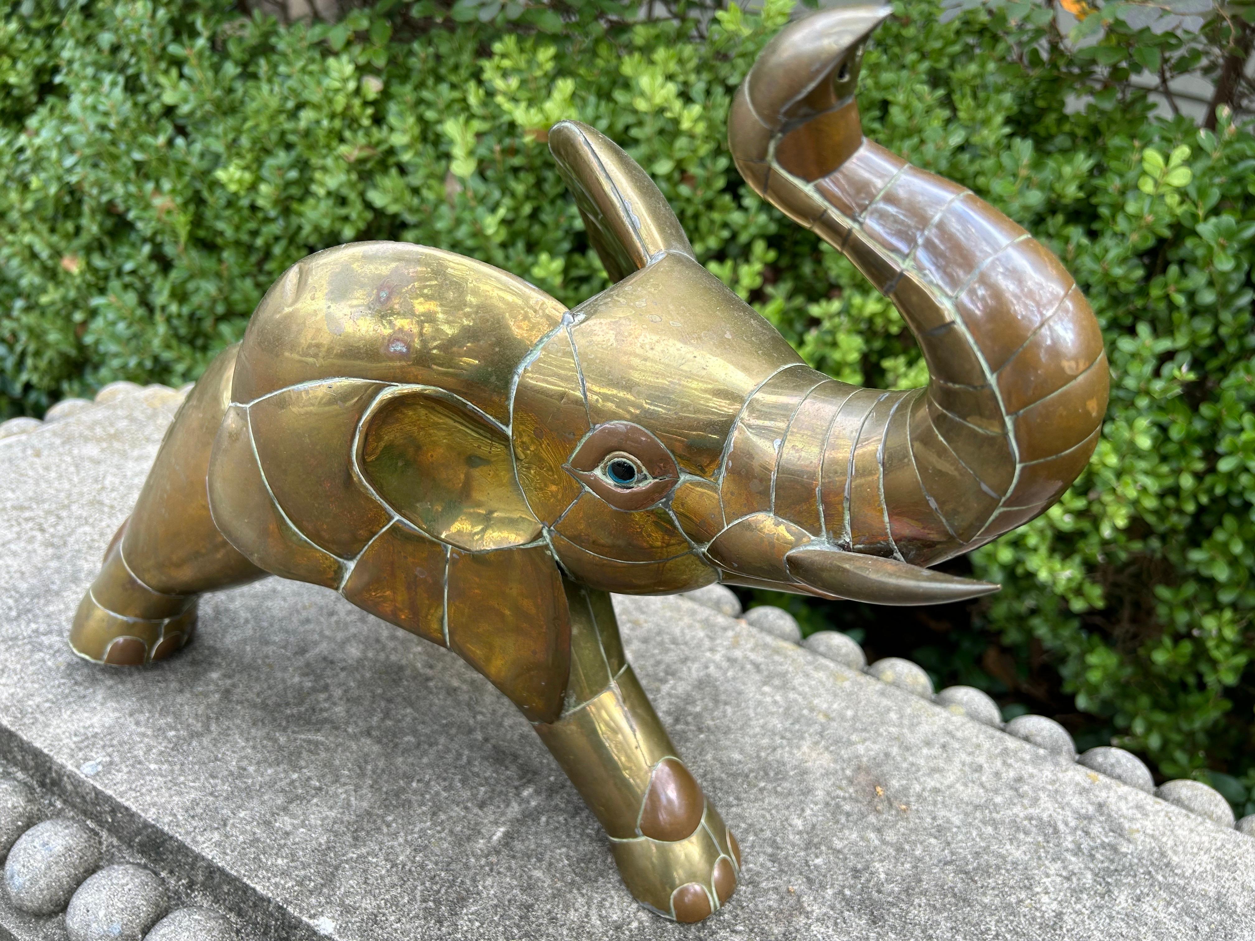 Mexican Modern Brass Sculpture Of An Elephant By Sergio Bustamante 5