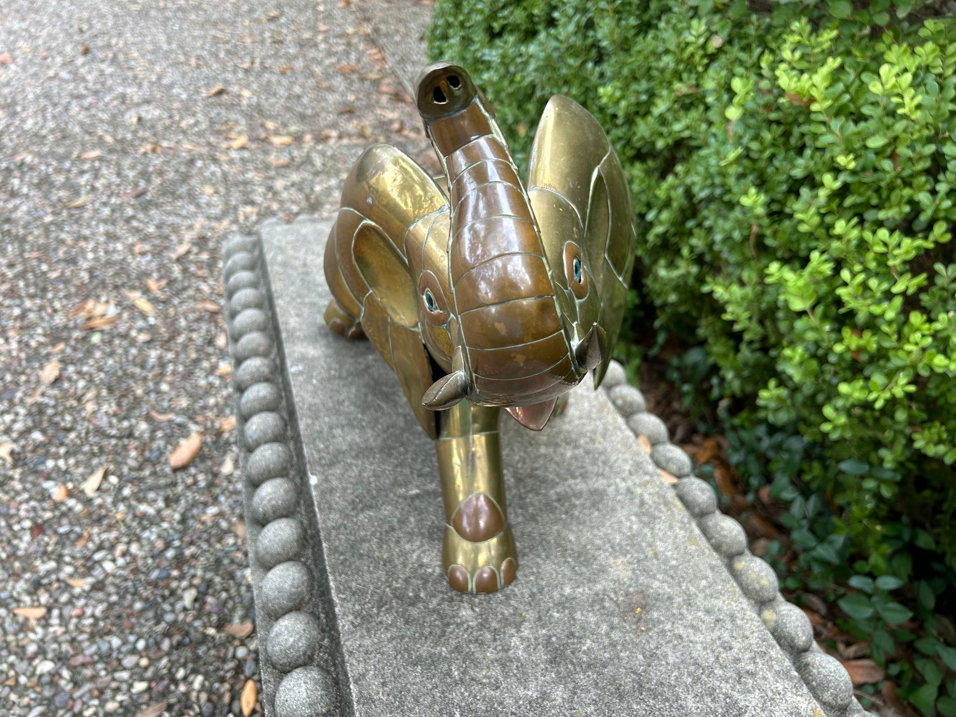 Mid-Century Modern Mexican Modern Brass Sculpture Of An Elephant By Sergio Bustamante