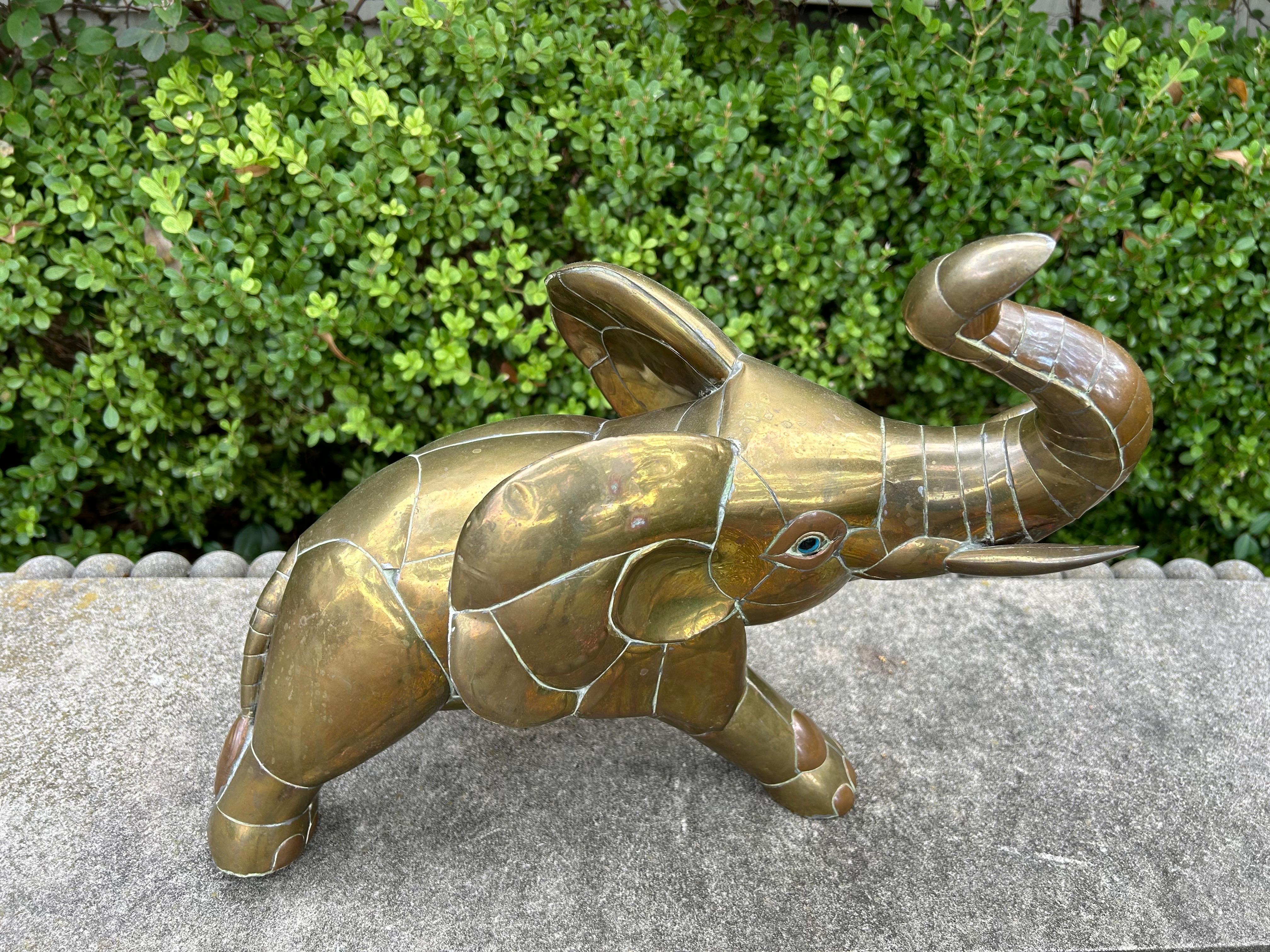 Late 20th Century Mexican Modern Brass Sculpture Of An Elephant By Sergio Bustamante