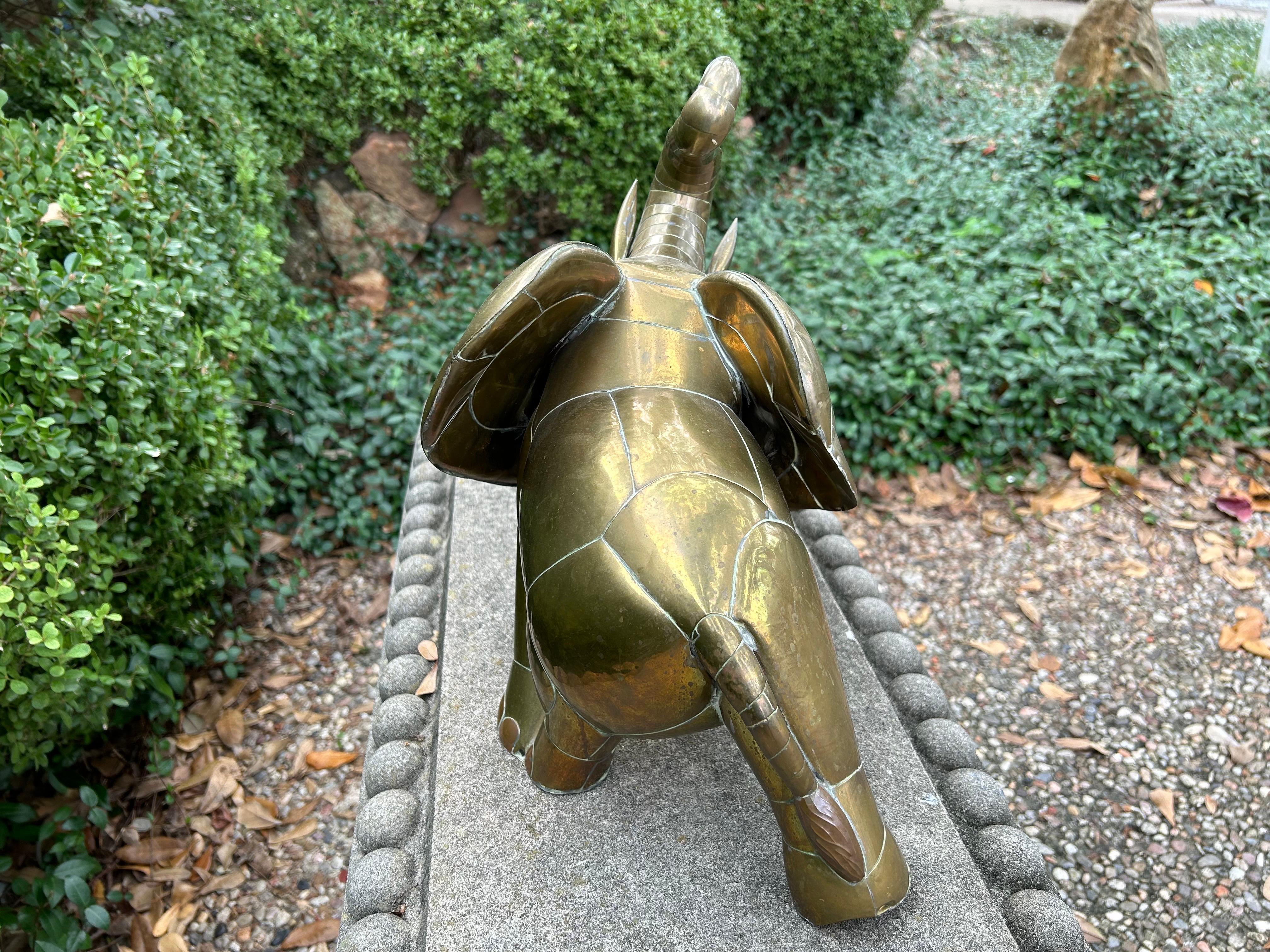 Mexican Modern Brass Sculpture Of An Elephant By Sergio Bustamante 1