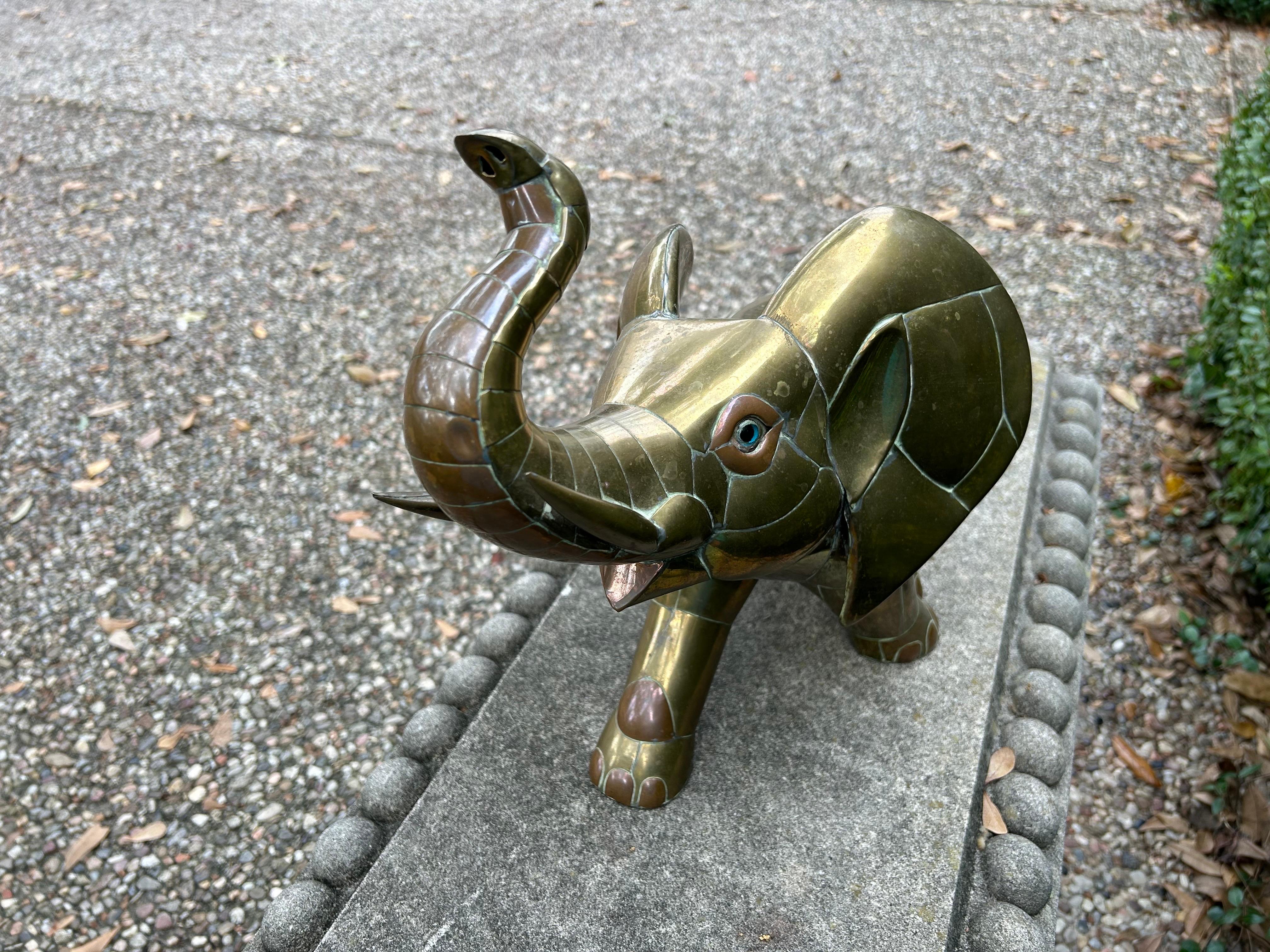 Mexican Modern Brass Sculpture Of An Elephant By Sergio Bustamante 4