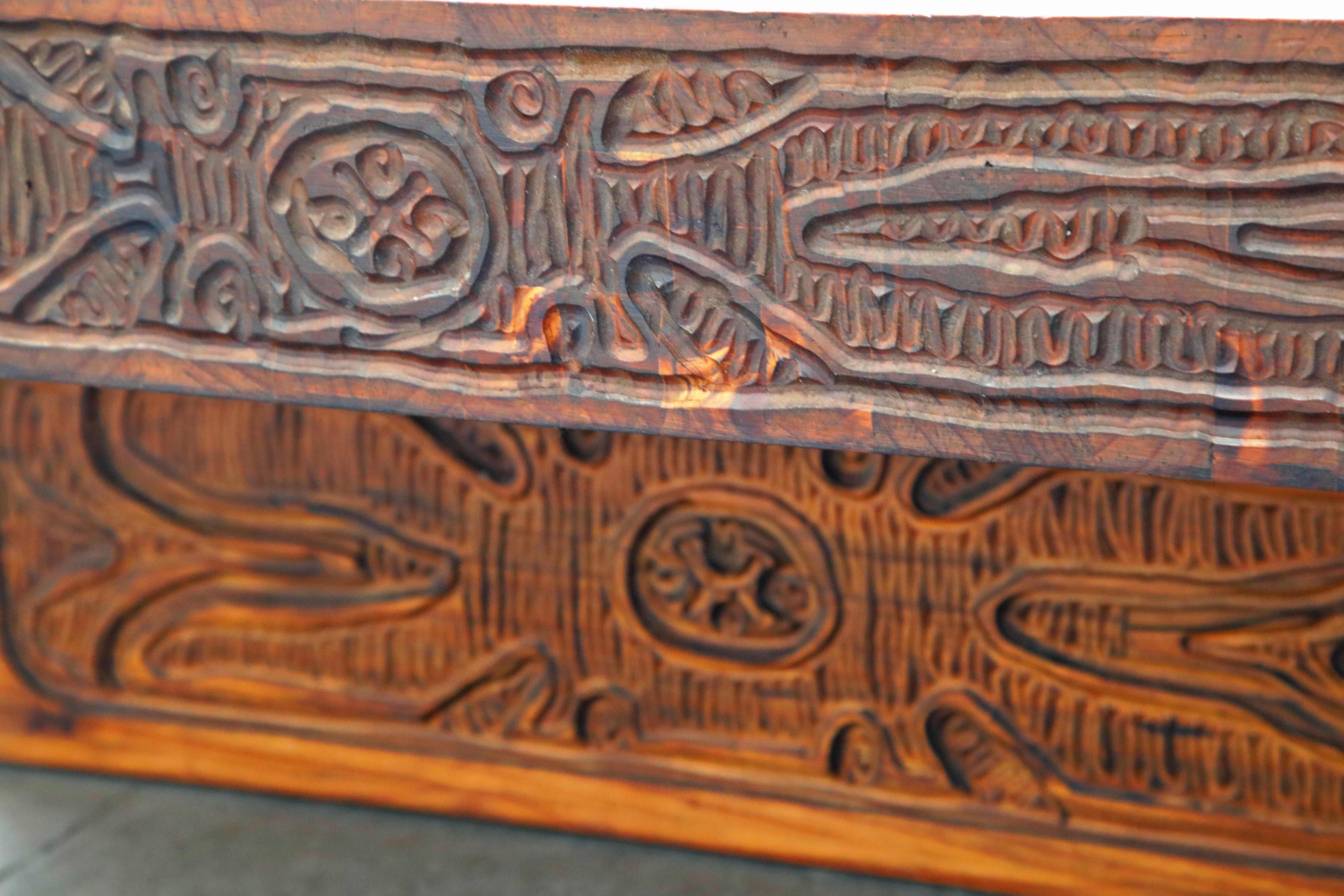 Mexican Modern Carved Wood Coffee Table, circa 1970s 6