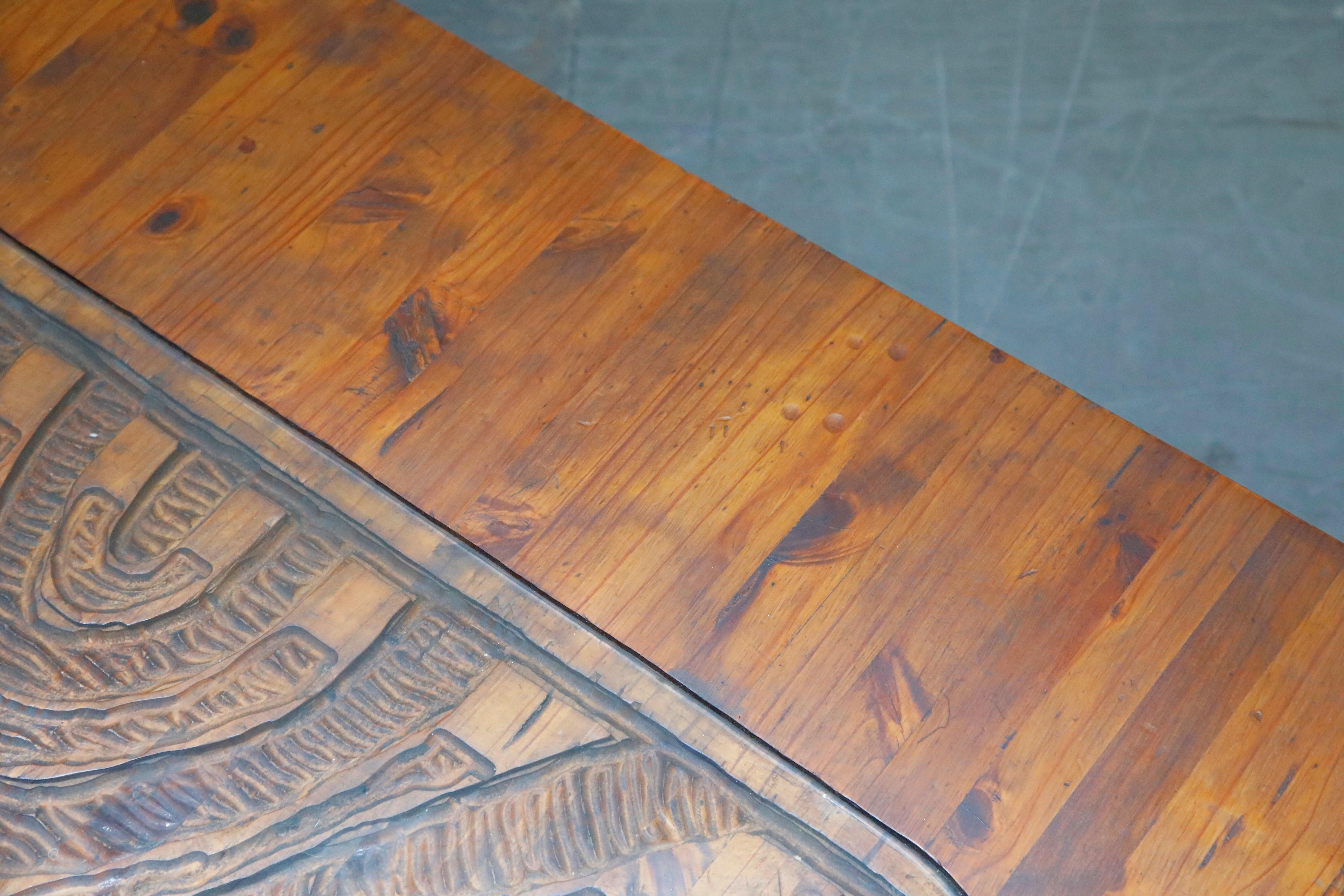 Mexican Modern Carved Wood Coffee Table, circa 1970s 8