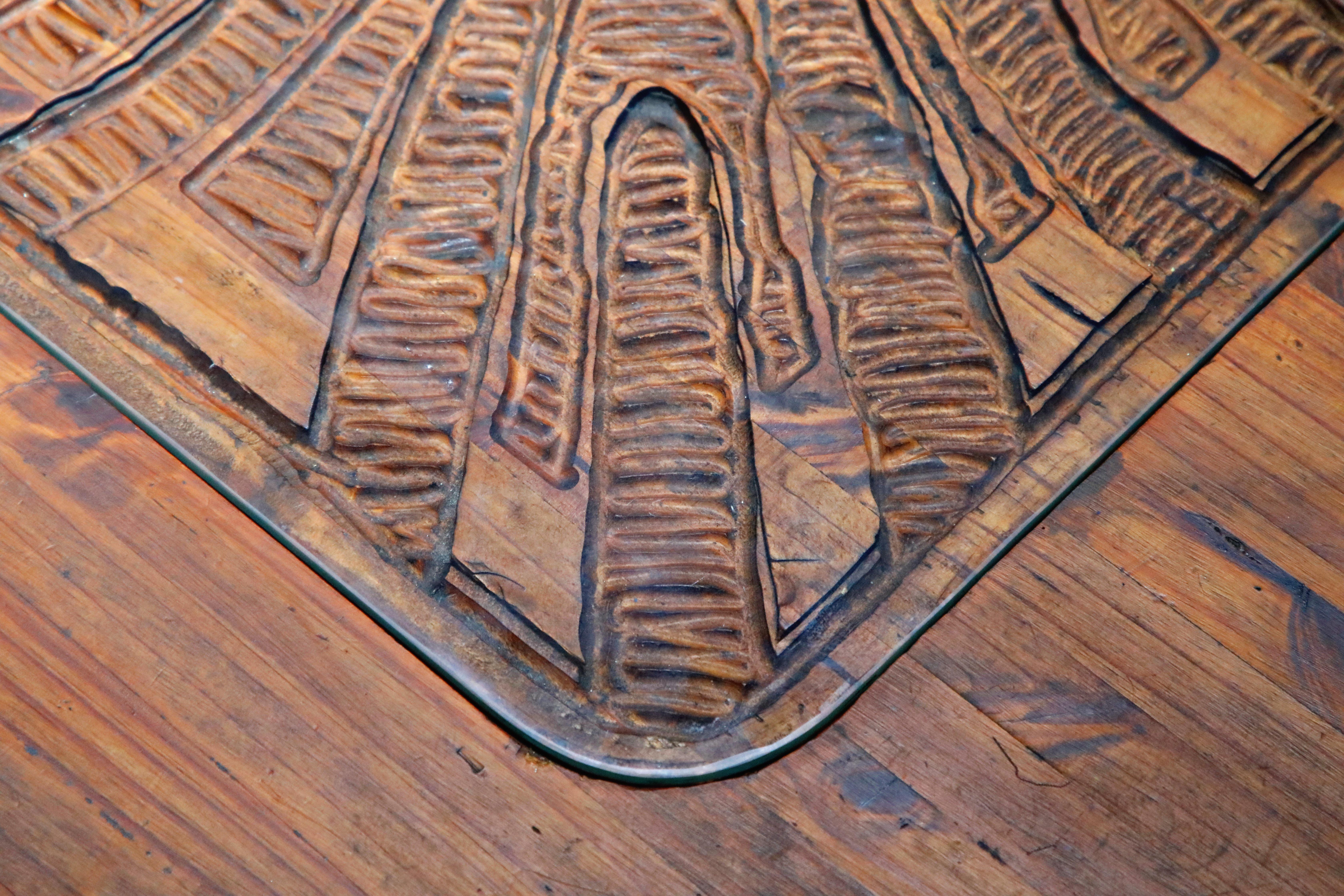 Mexican Modern Carved Wood Coffee Table, circa 1970s 12