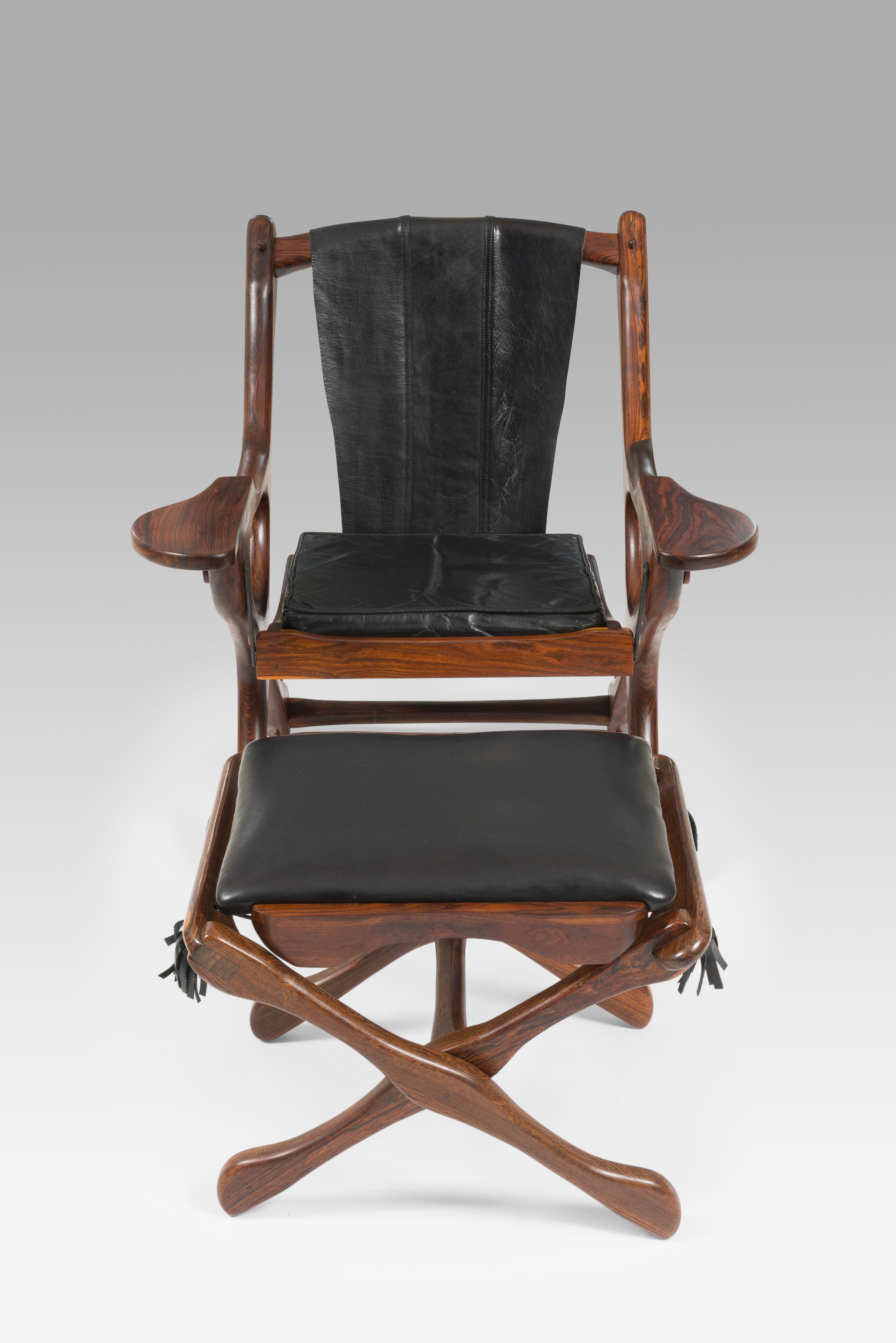 Don S Shoemaker, chaise Swinger mexicaine moderne avec pouf, années 1960 Bon état - En vente à Uccle, BE