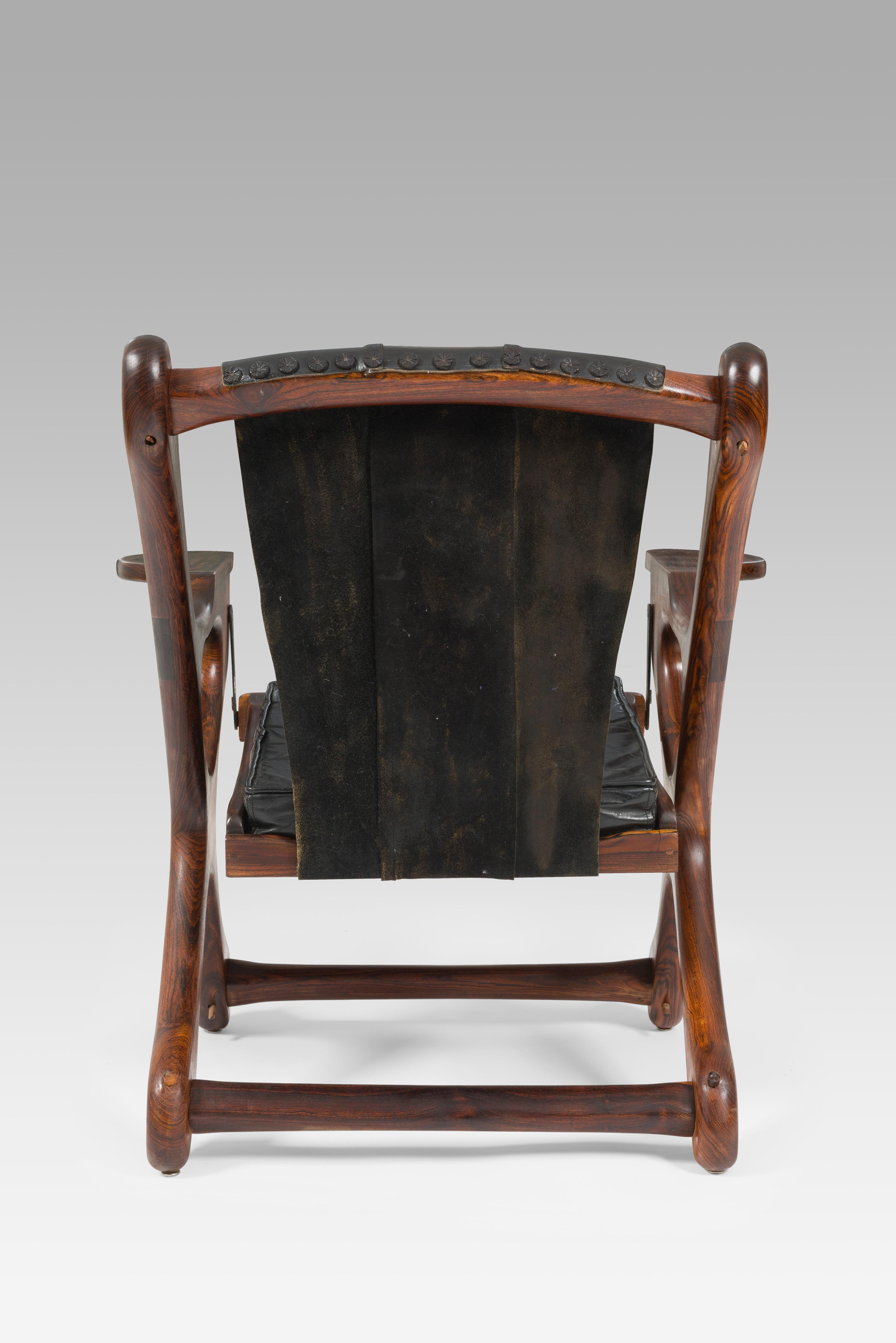 20ième siècle Don S Shoemaker, chaise Swinger mexicaine moderne avec pouf, années 1960 en vente