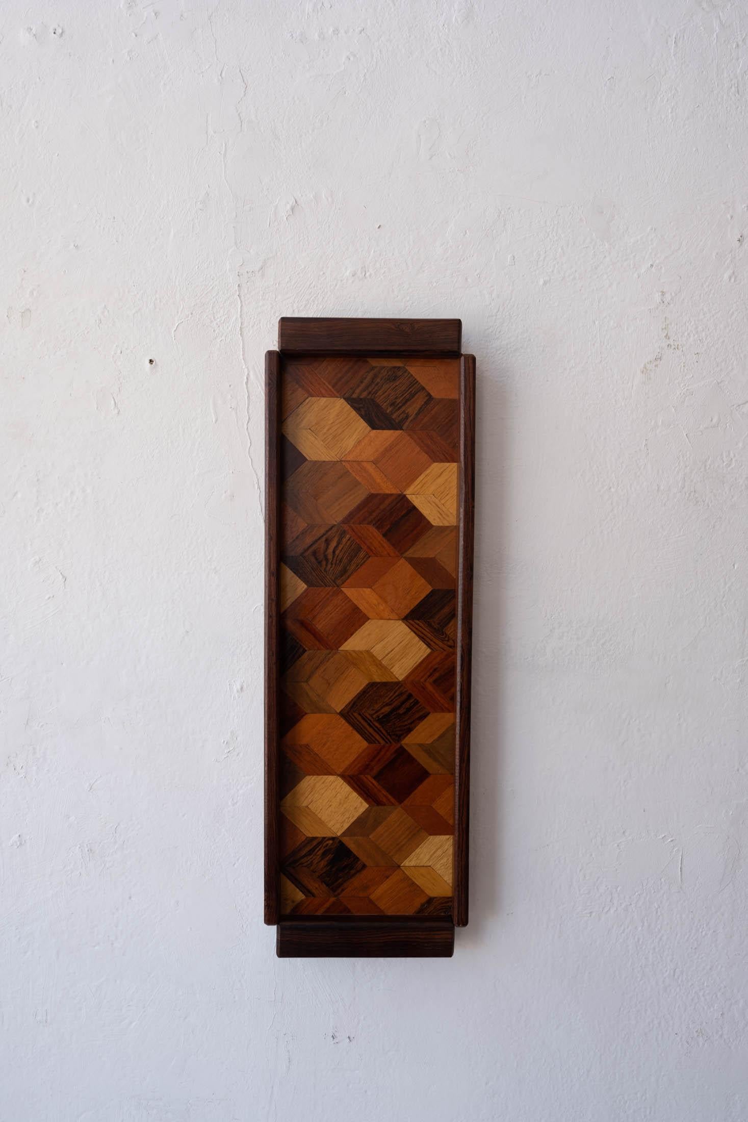 Mid-Century Modern Mexican Modern Don Shoemaker Inlaid Wall Mount Bar Tray For Sale