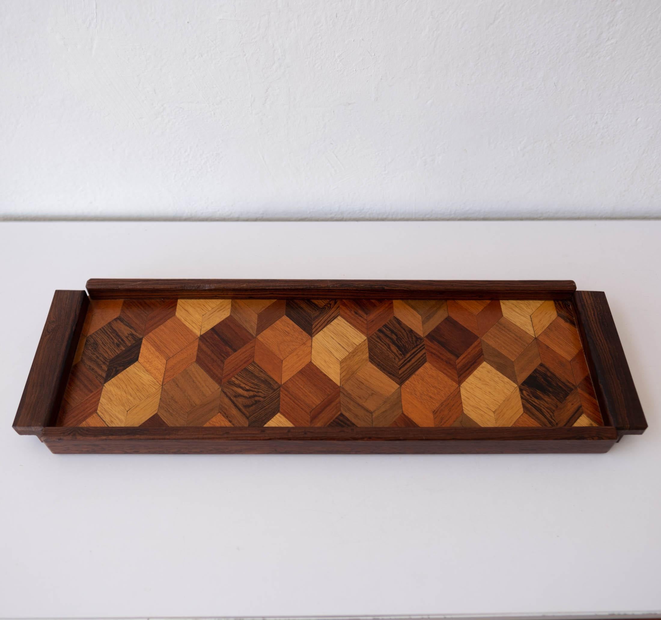 Mexican Modern Don Shoemaker Inlaid Wall Mount Bar Tray In Good Condition For Sale In San Diego, CA