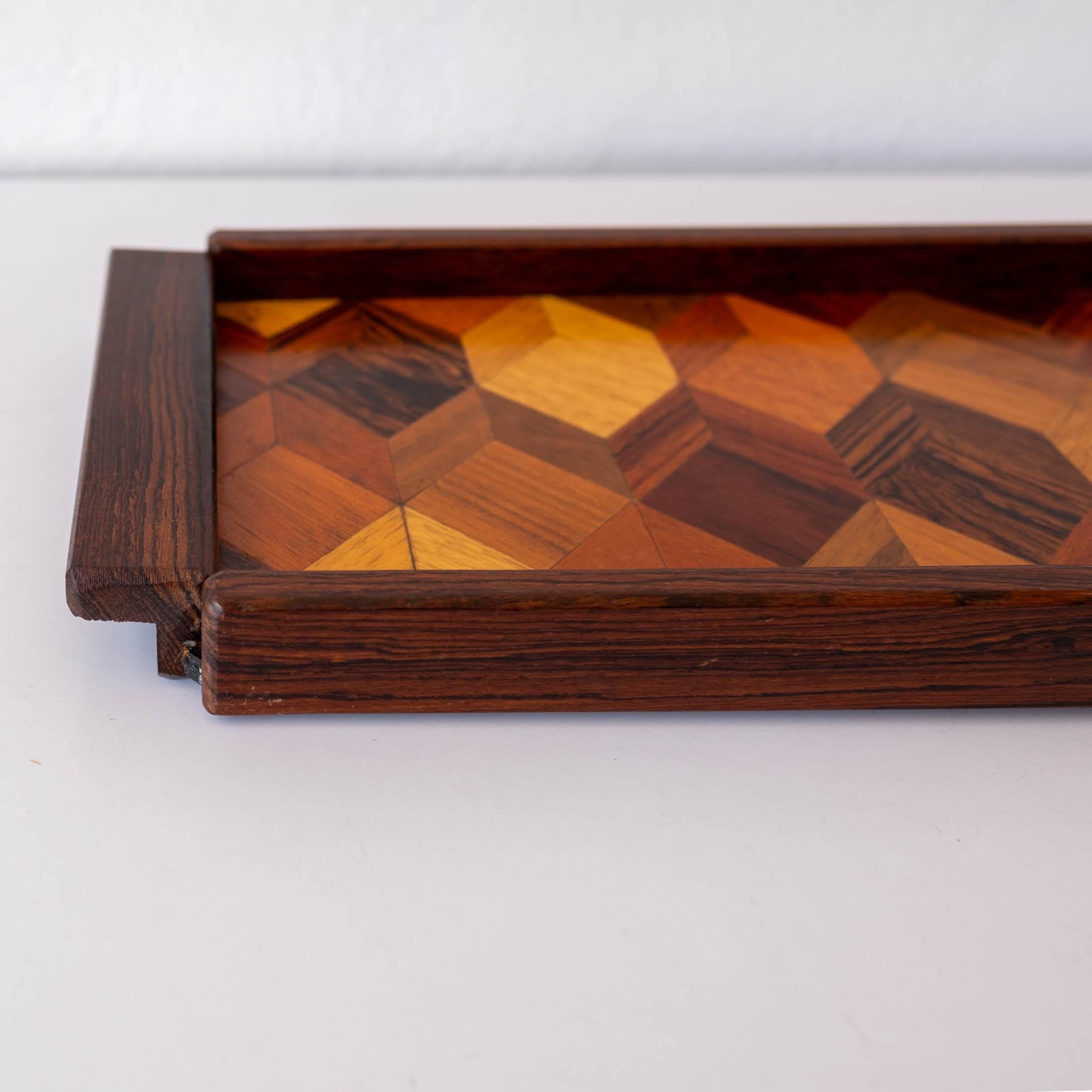 Mid-20th Century Mexican Modern Don Shoemaker Inlaid Wall Mount Bar Tray For Sale