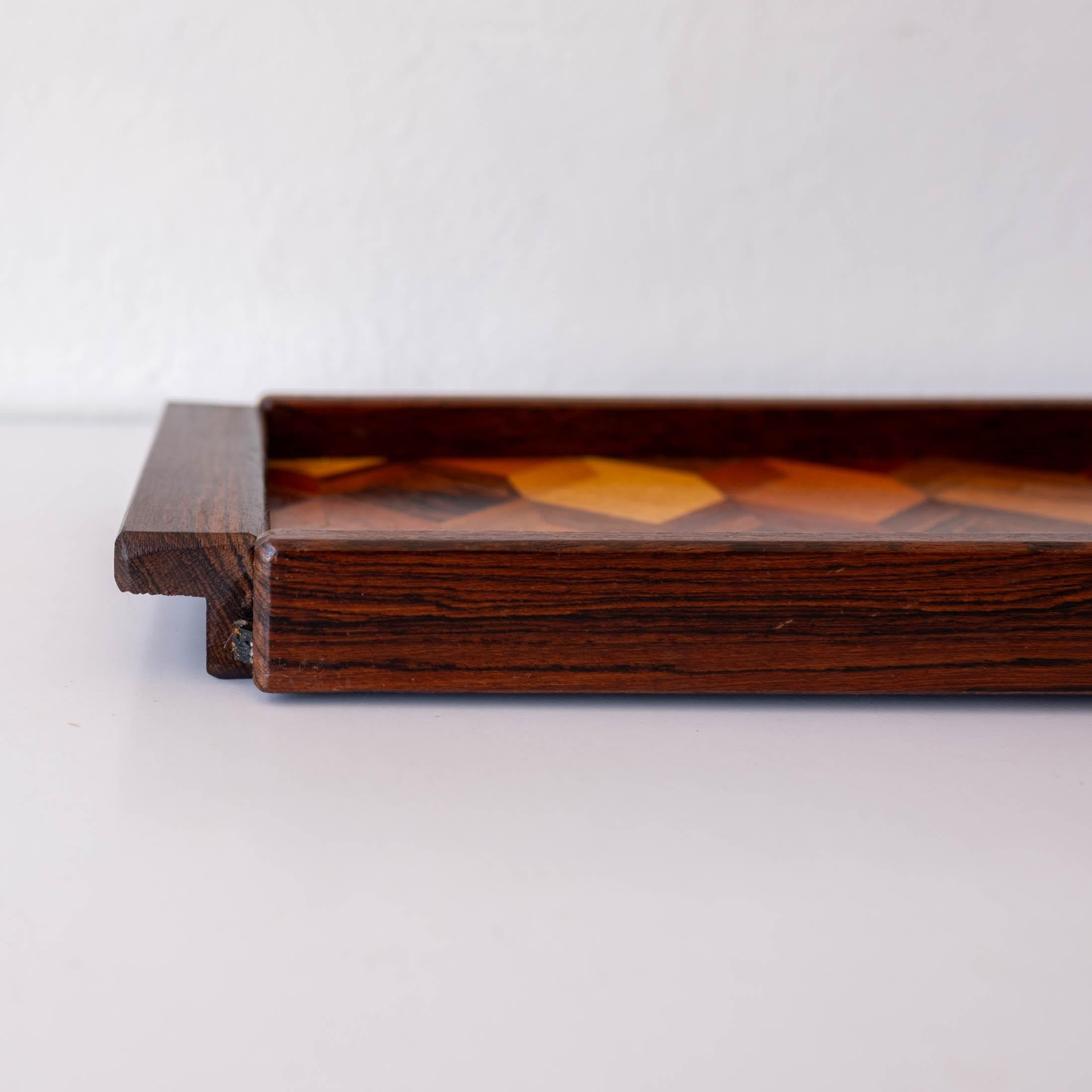 Mid-20th Century Mexican Modern Don Shoemaker Inlaid Wall Mount Bar Tray For Sale