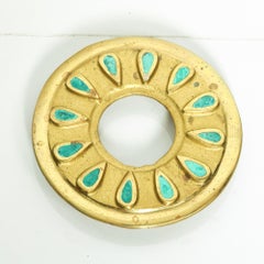 Mexican Fancy Door Knob Single Rosette Malachite & Bronze by Pepe Mendoza 1958