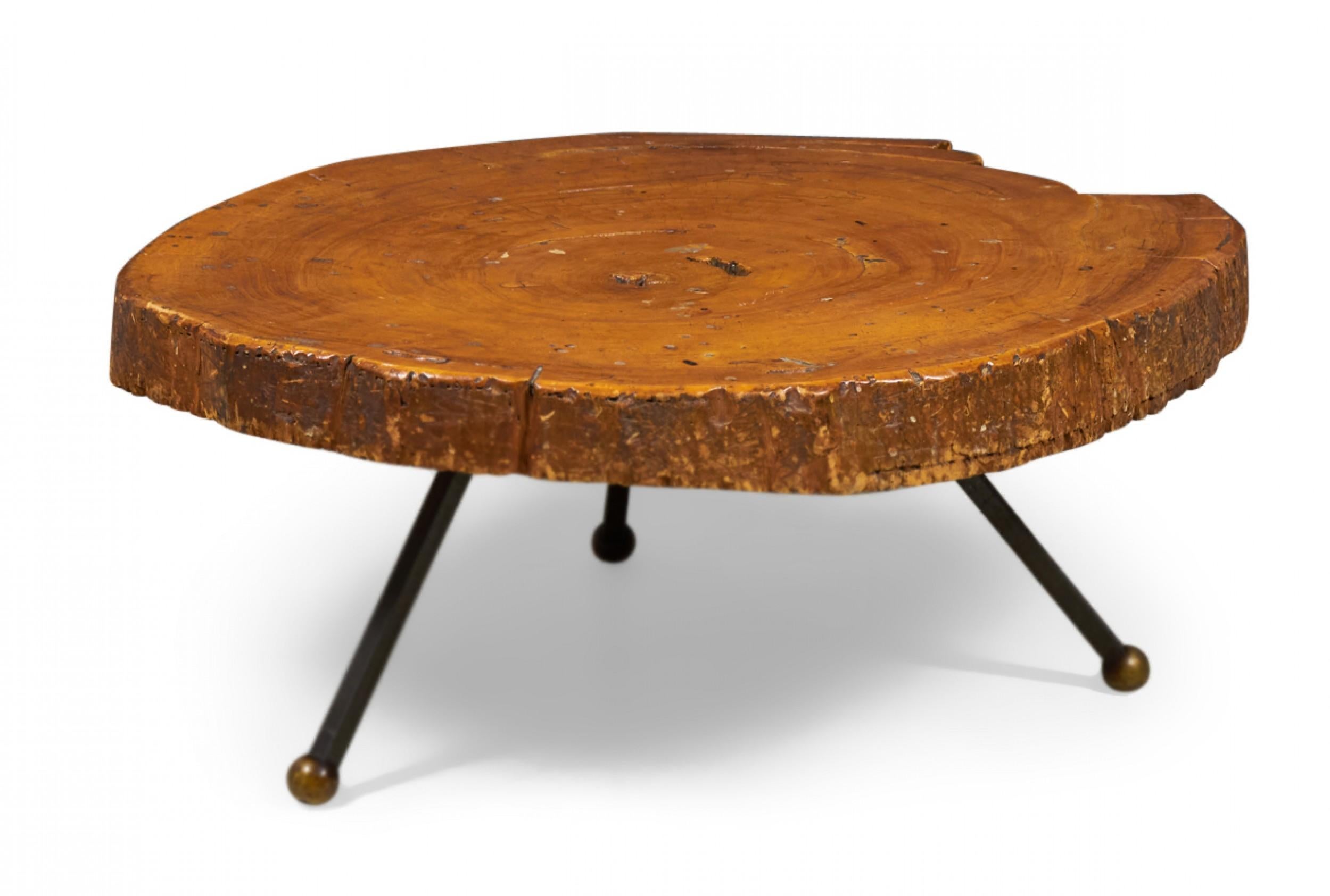 Mexican Modern Free Edge Sabino Wood and Iron Coffee / Cocktail Table In Good Condition For Sale In New York, NY