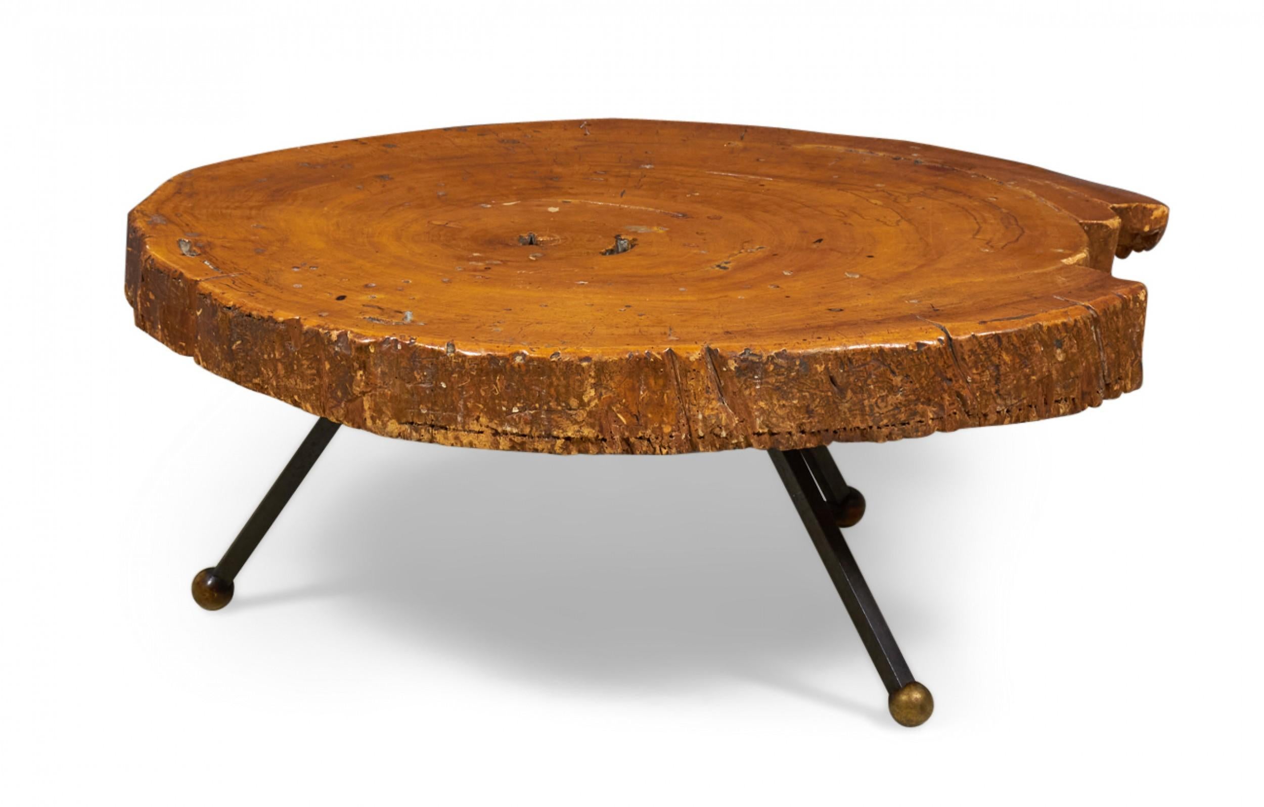 20th Century Mexican Modern Free Edge Sabino Wood and Iron Coffee / Cocktail Table For Sale