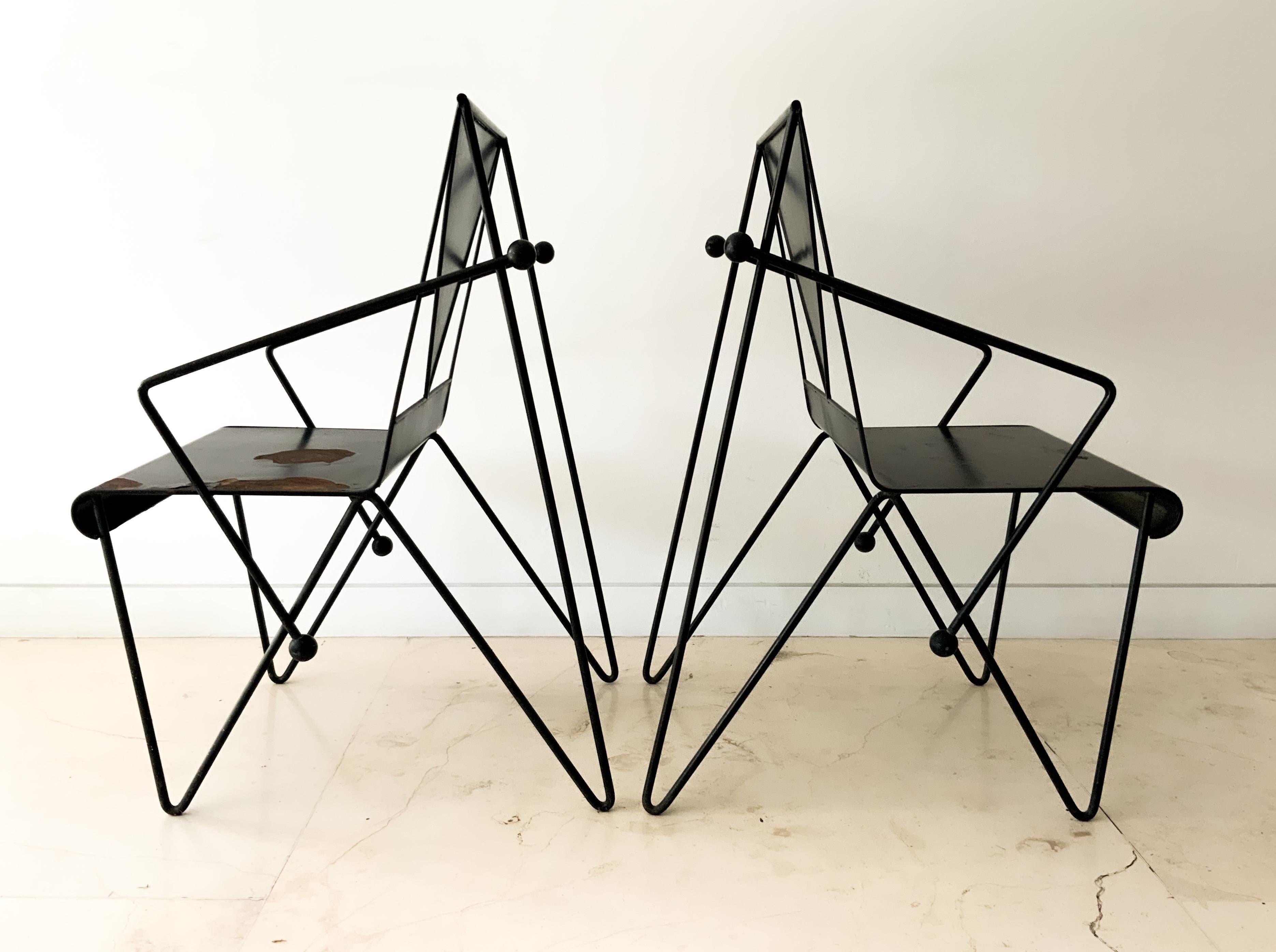 Late 20th Century Mexican Modern Iron Chairs For Sale