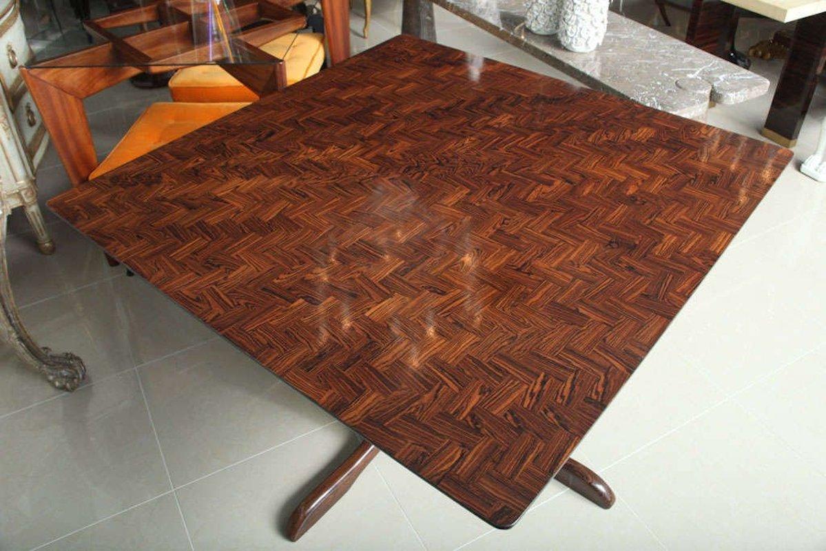 Mexican Modern Jacaranda, Coconut and Mesquite Dining/ Center/ Games Table In Good Condition For Sale In Hollywood, FL