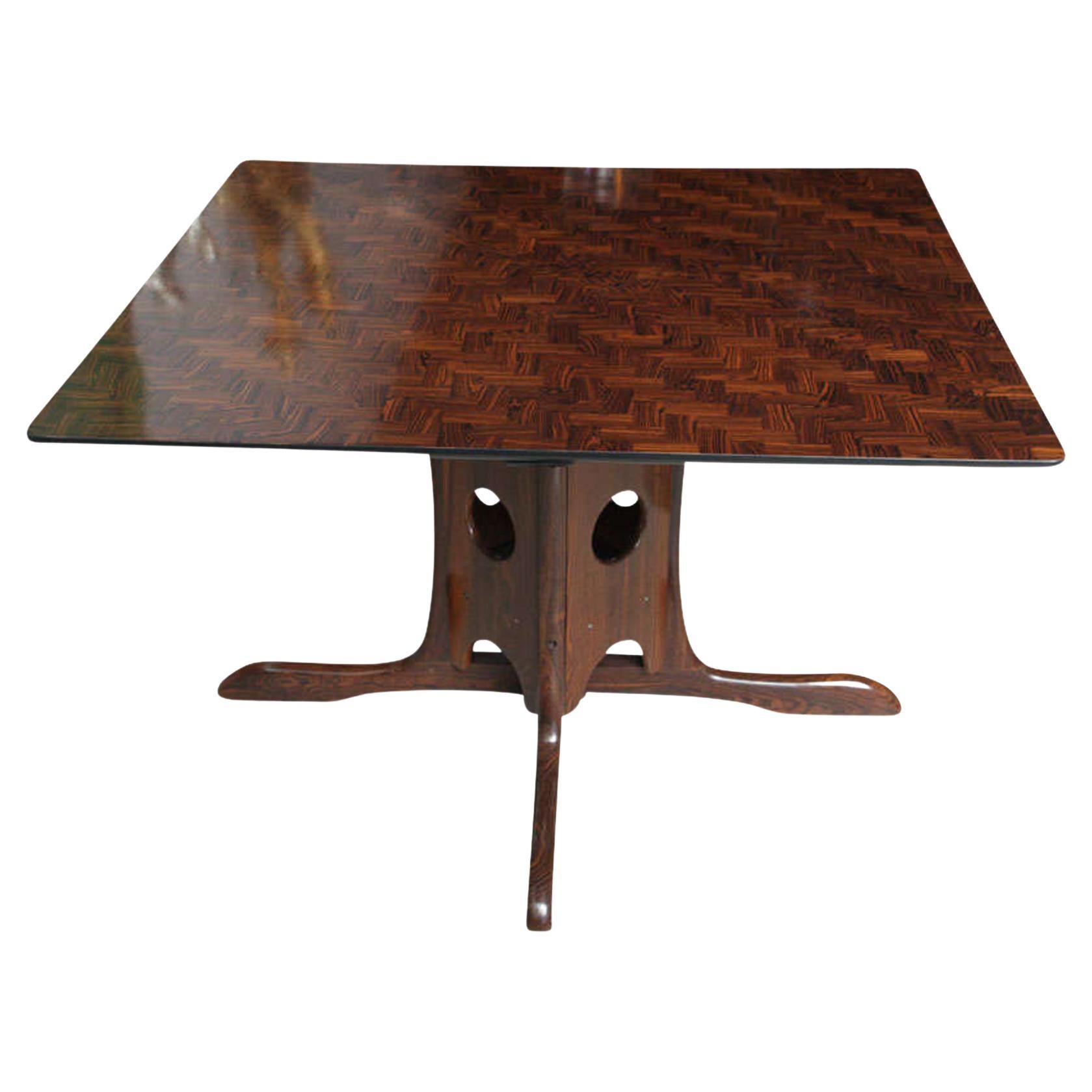 Mexican Modern Jacaranda, Coconut and Mesquite Dining/ Center/ Games Table For Sale