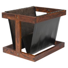 Mexican Modern Leather and cocobolo Magazine rack, Don S. Shoemaker, 1960's