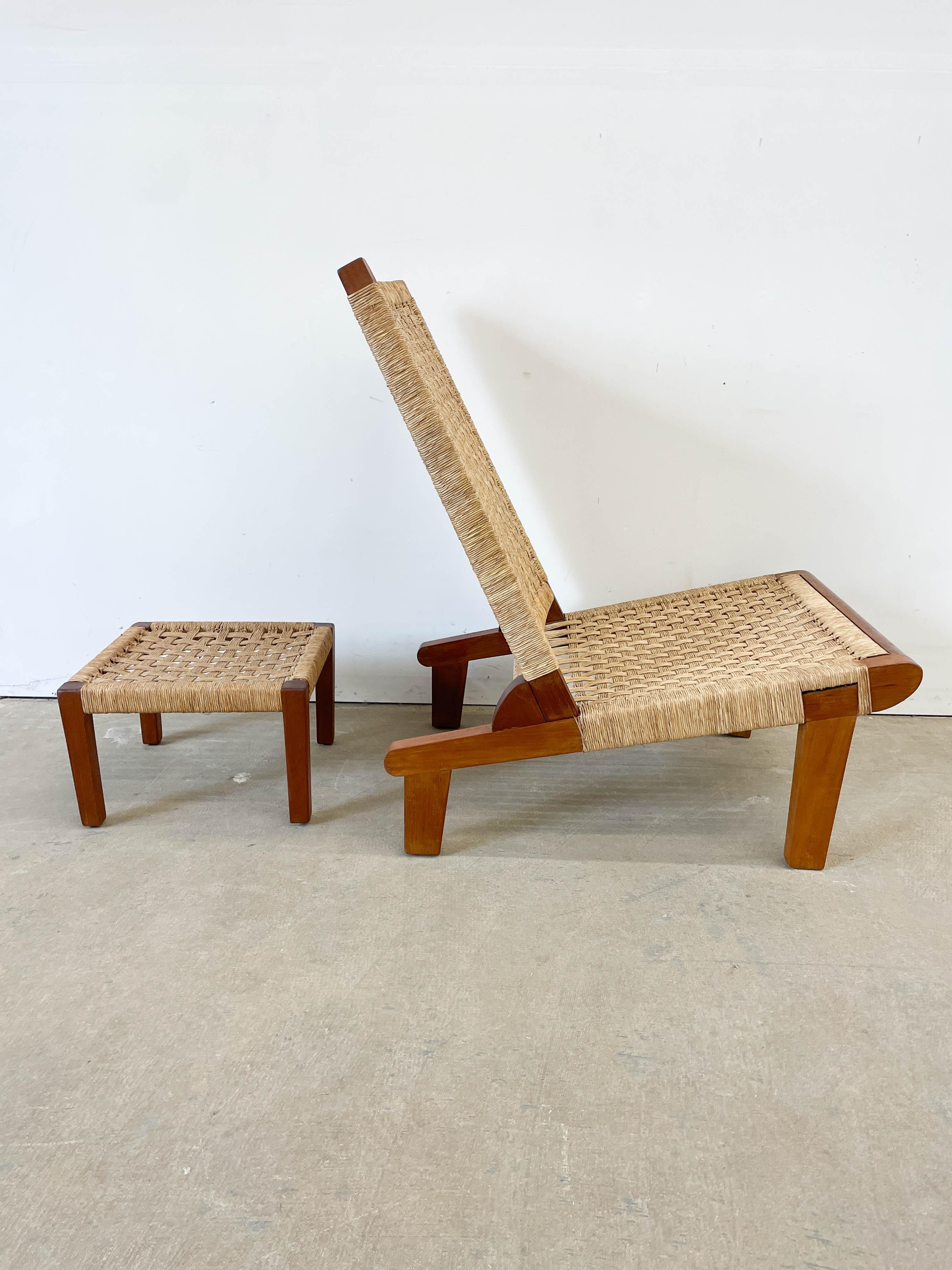 Mid-Century Modern Mexican Modern Lounge chair and side table/ottoman For Sale