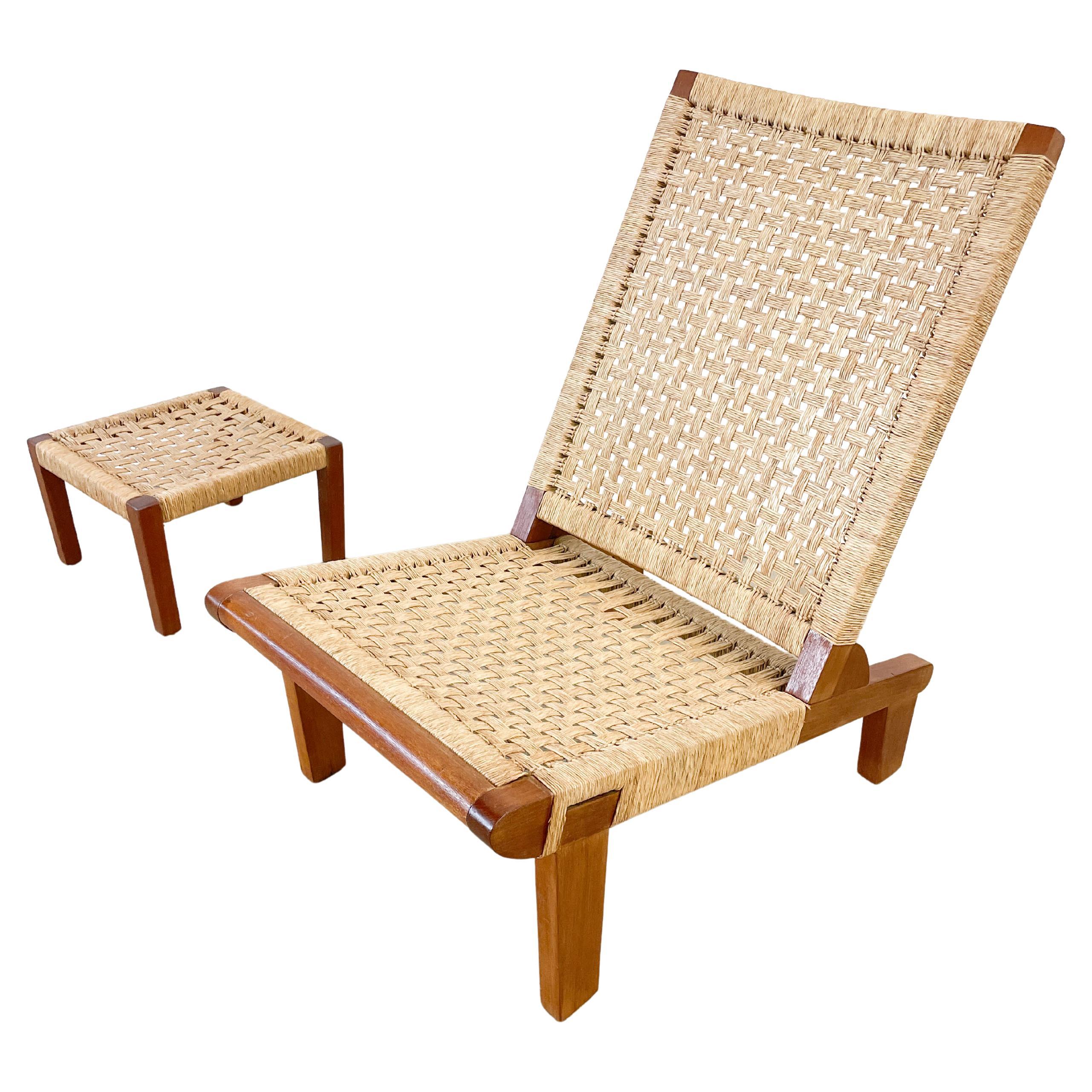 Mexican Modern Lounge chair and side table/ottoman For Sale