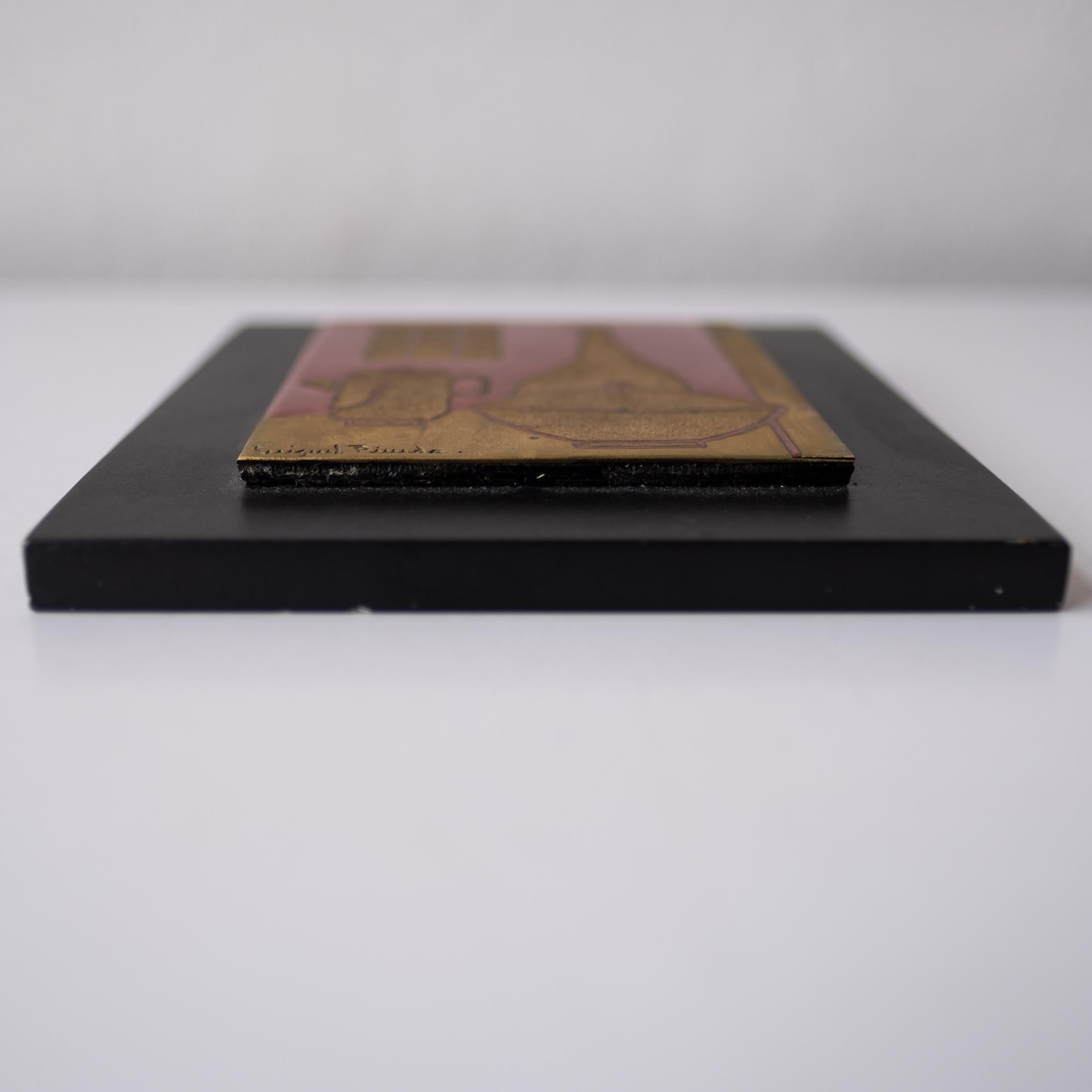 Mexikanische moderne mexikanische Miguel Pineda-Emaille-Wandtafel im Angebot 2