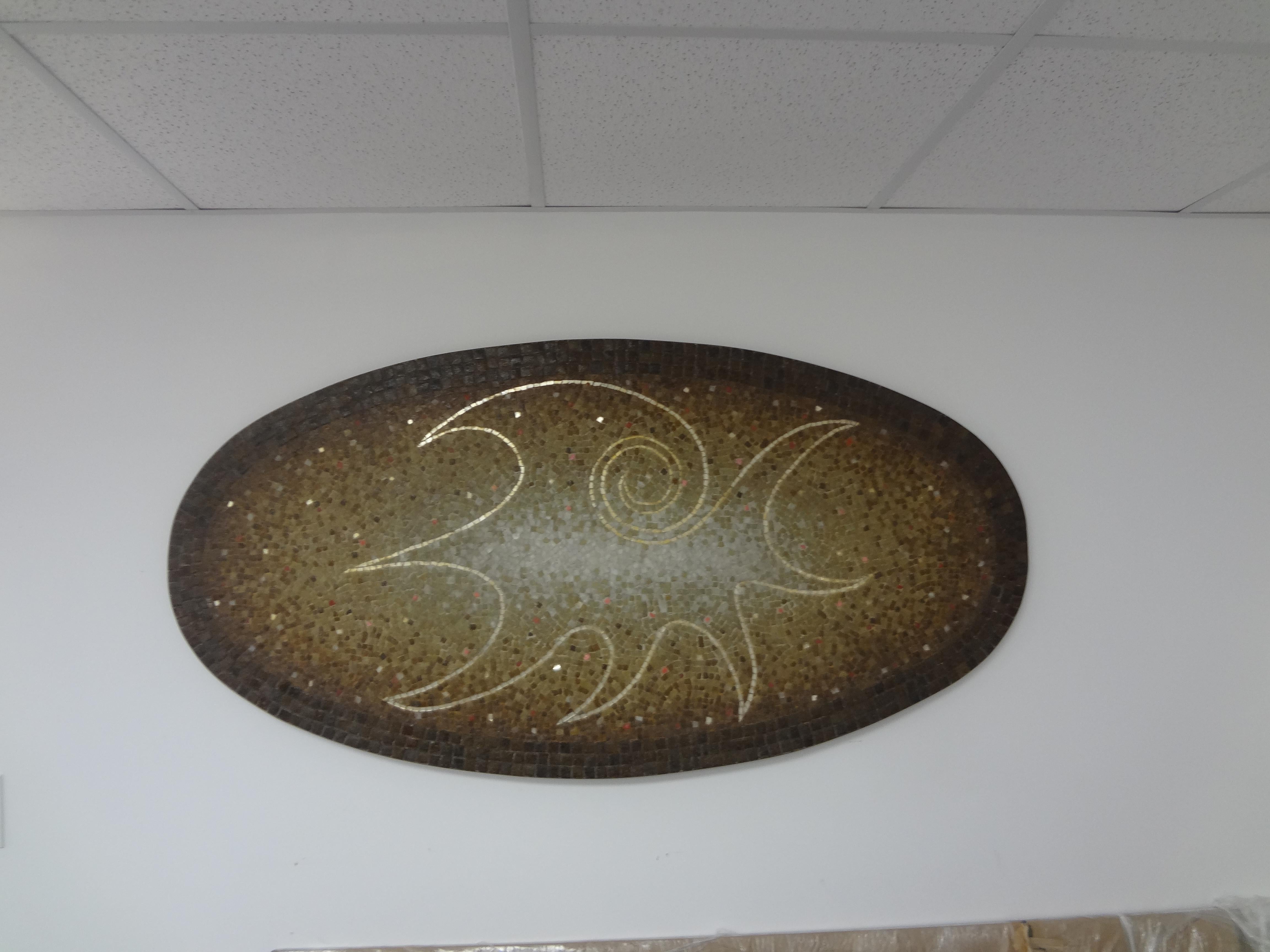 Brass Mexican Modern Mosaic Tile Wall Sculpture Signed Genaro Alvarez For Sale