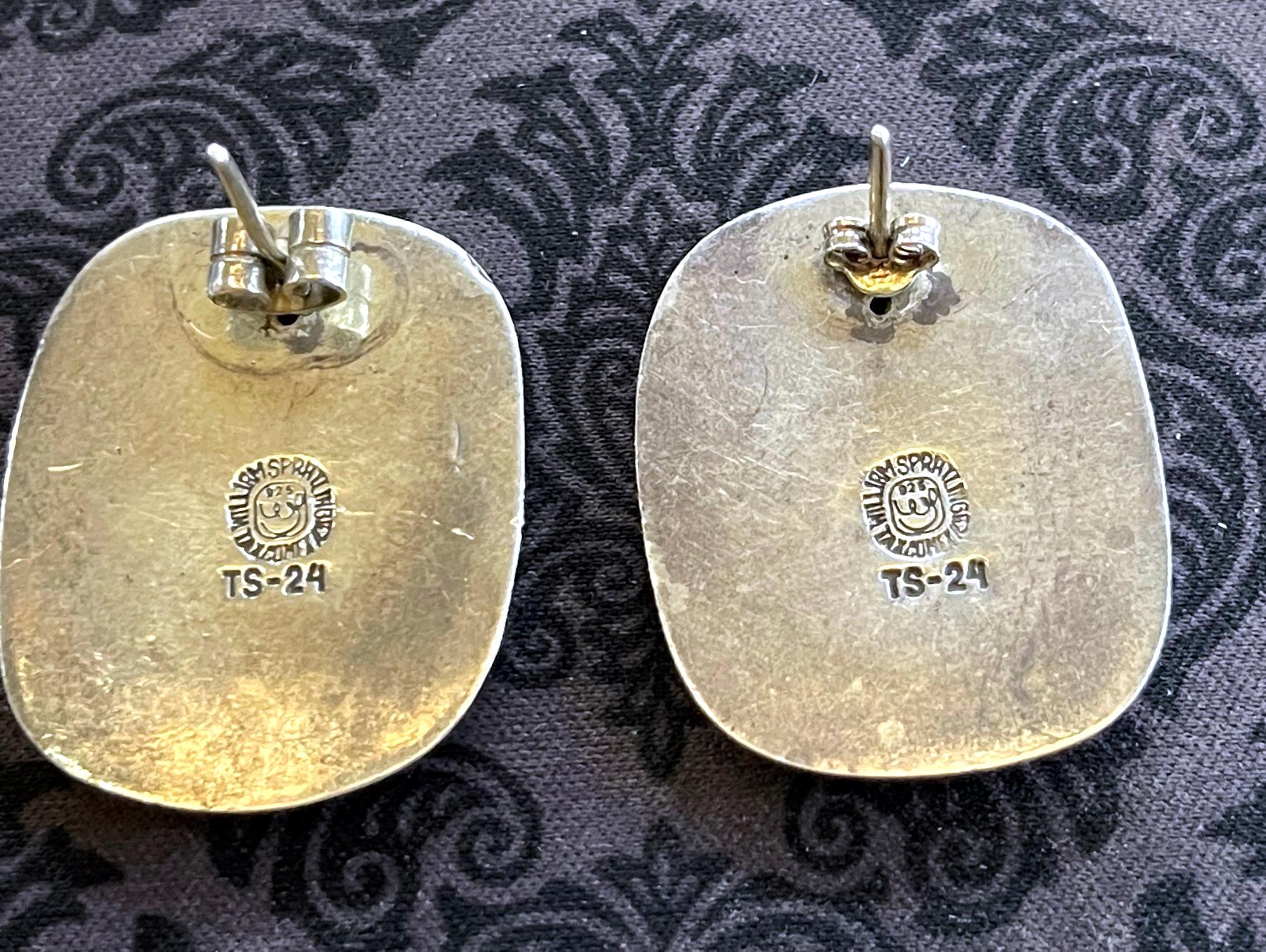 Mexican Modern Sterling Silver Earring William Spratling In Good Condition For Sale In Atlanta, GA
