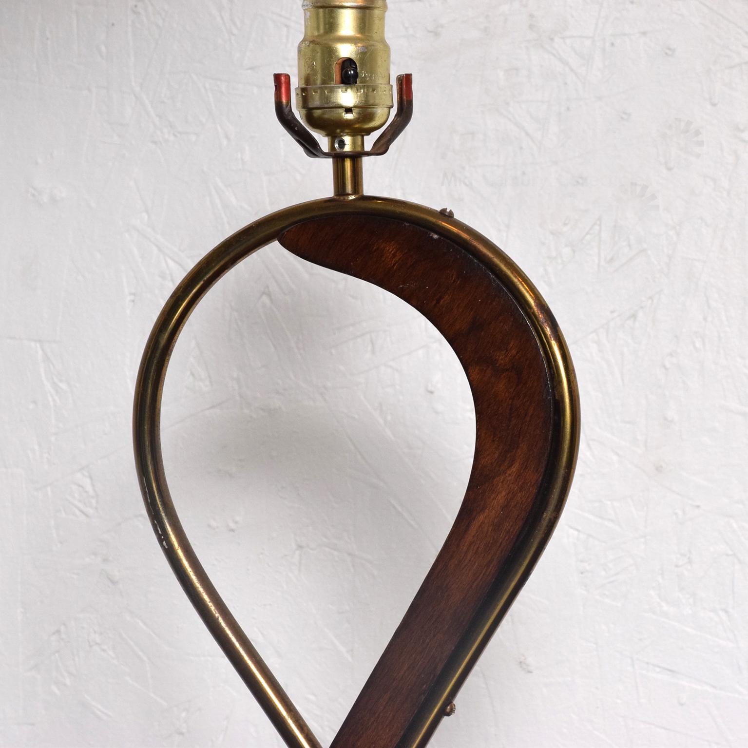 Sculptural Table Lamps Eugenio Escudero 1950s Mexican Modern Mahogany and Brass 2