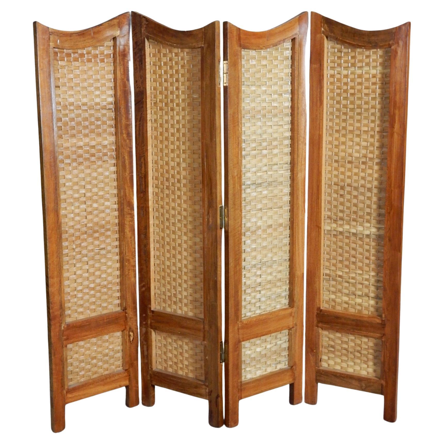 Mexican Modernism Woven Cane Rattan Screen Room Divider after Clara Porset For Sale 1