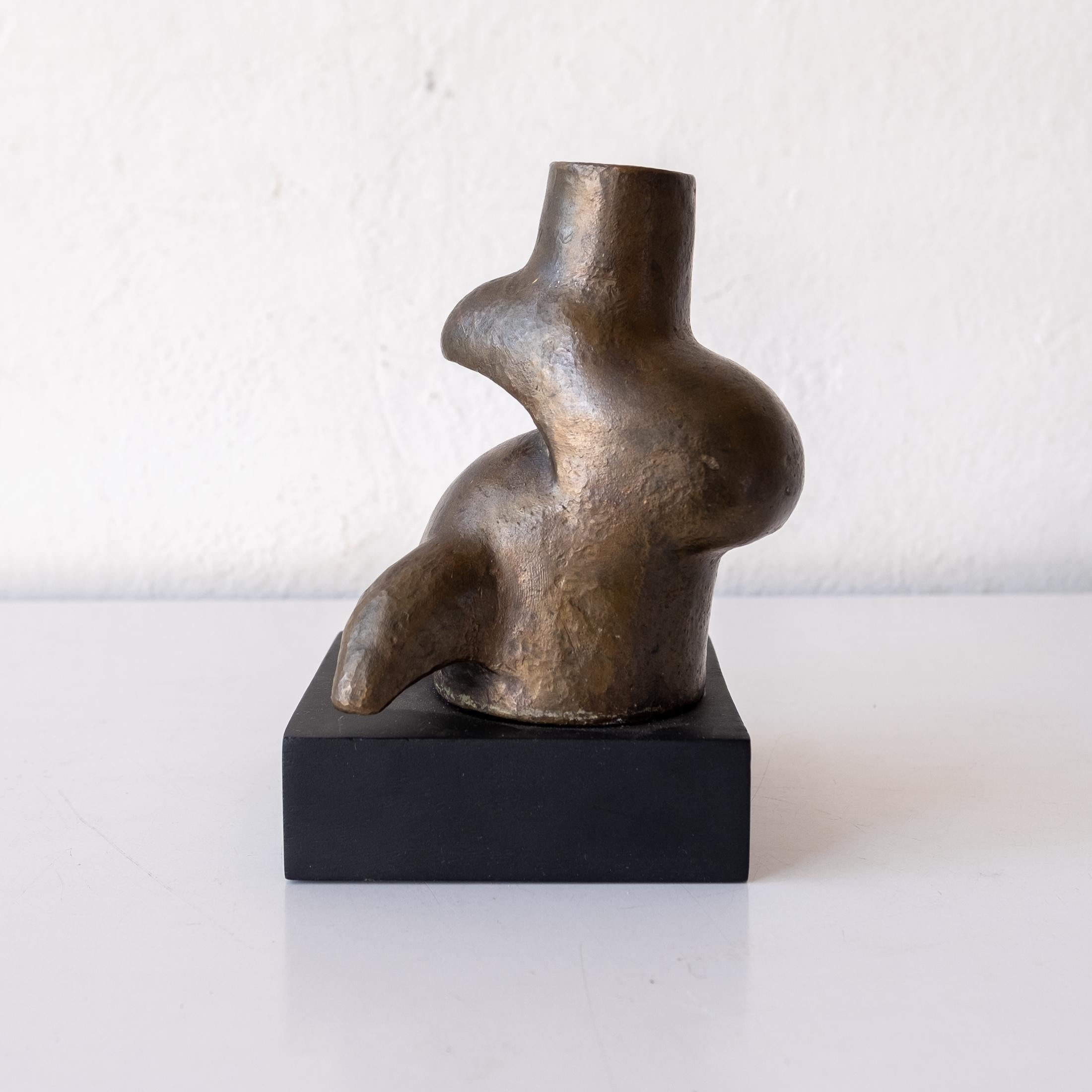 Mexican Modernist Abstract Bronze Sculpture Vase In Good Condition In San Diego, CA