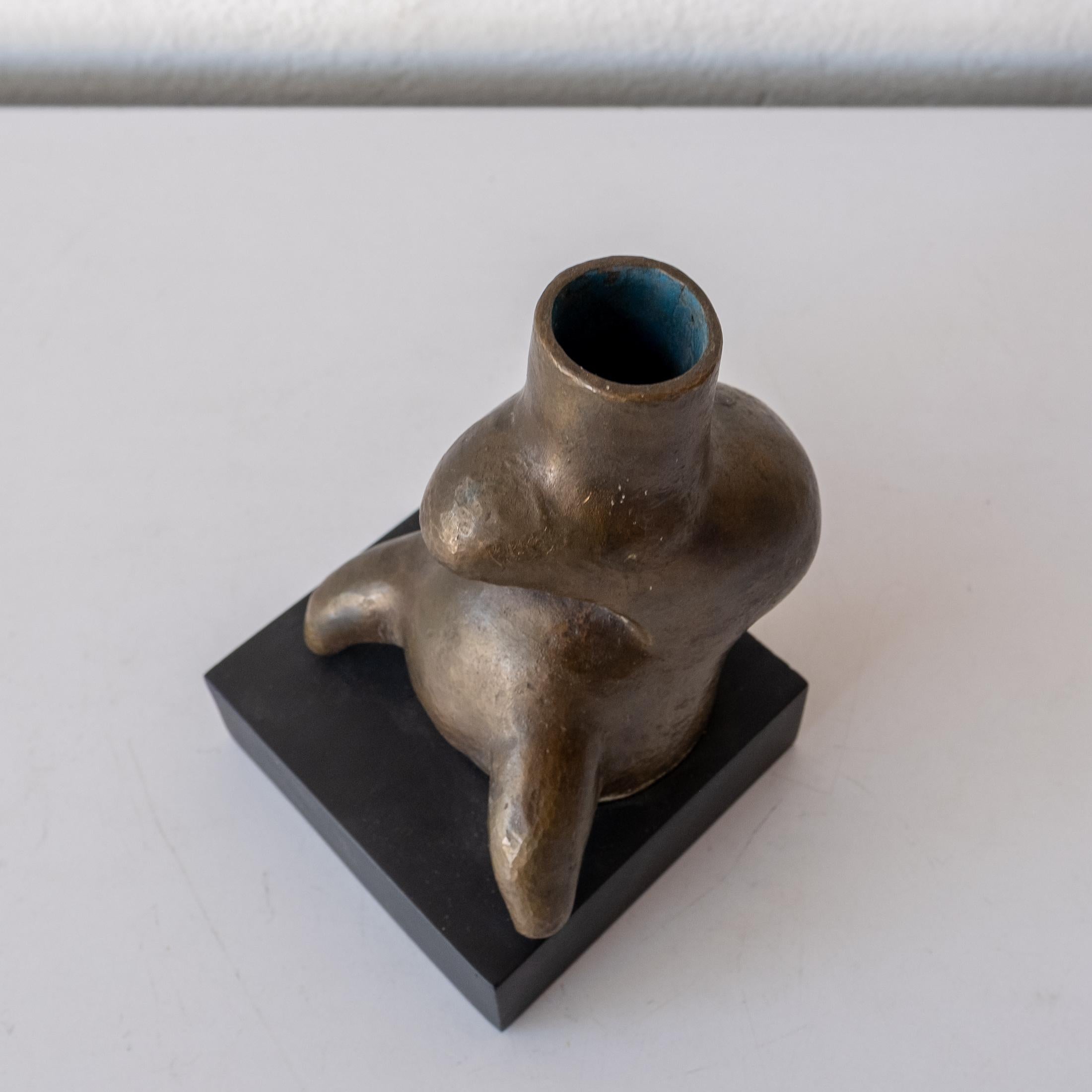 Mid-20th Century Mexican Modernist Abstract Bronze Sculpture Vase