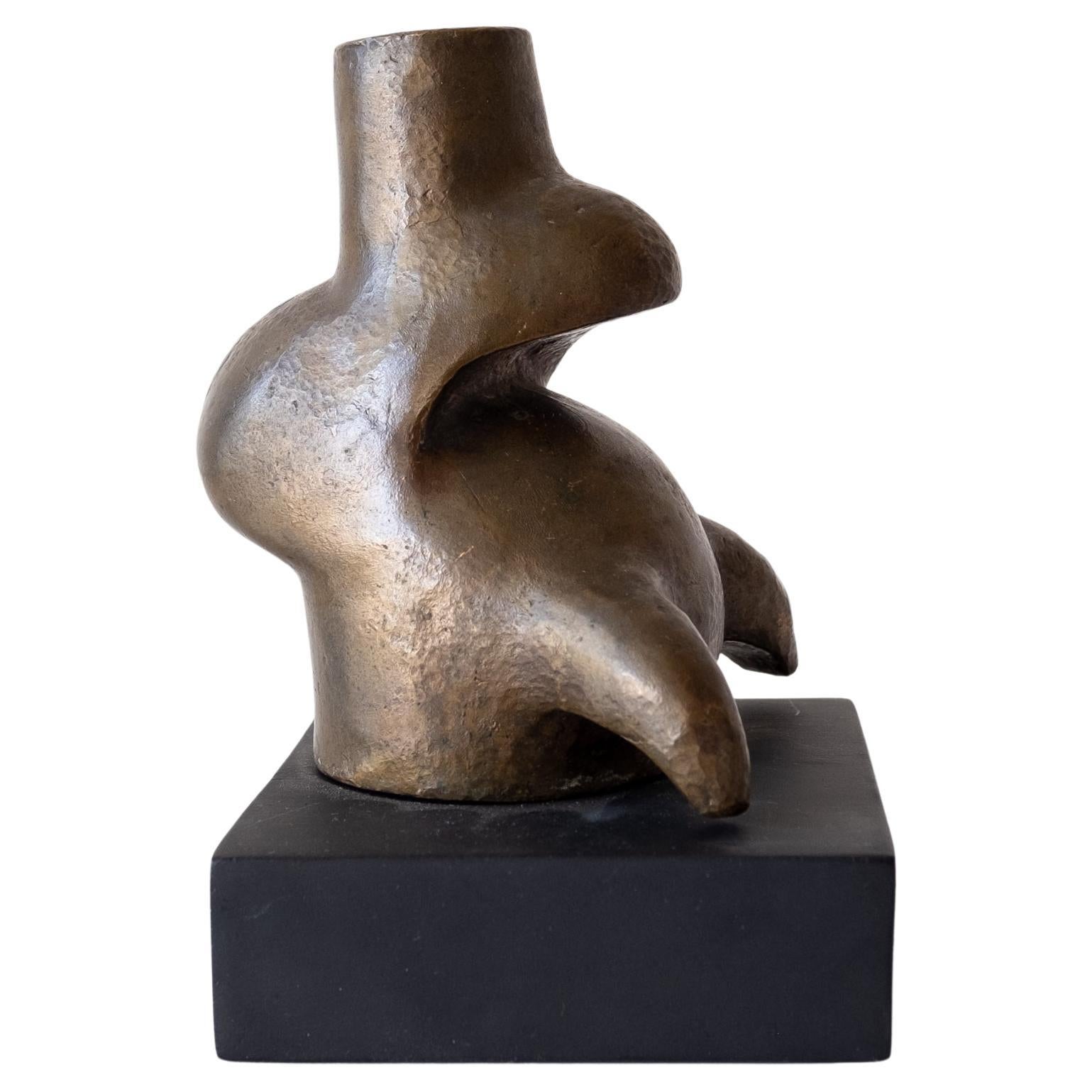 Mexican Modernist Abstract Bronze Sculpture Vase