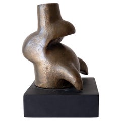 Mexican Modernist Abstract Bronze Sculpture Vase