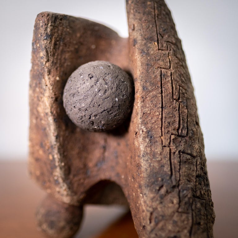 Mexican Modernist Abstract Stone and Metal Sculpture For Sale at 1stDibs