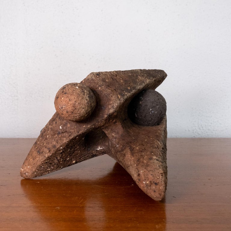Mexican Modernist Abstract Stone and Metal Sculpture For Sale at 1stDibs