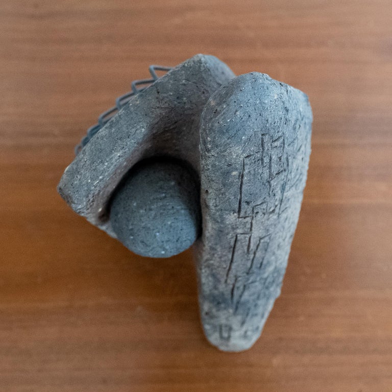 Mexican Modernist Abstract Stone and Metal Sculpture For Sale at 1stDibs