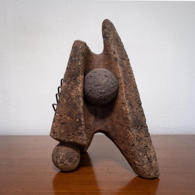Mexican Modernist Abstract Stone and Metal Sculpture For Sale at 1stDibs