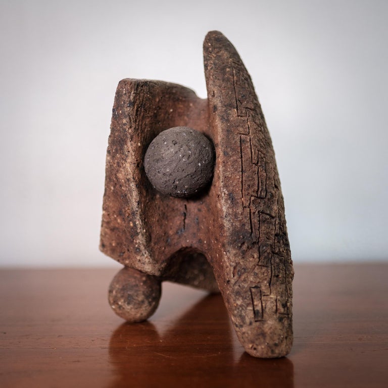 Mexican Modernist Abstract Stone and Metal Sculpture For Sale at 1stDibs