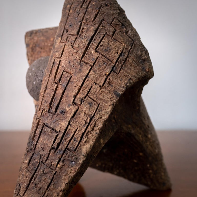 Mexican Modernist Abstract Stone and Metal Sculpture For Sale at 1stDibs