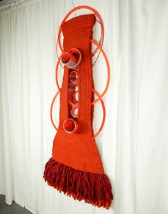 Mexican Modernist Artist Marta Palau Wool Fabric Weaving Sculpture, 1978