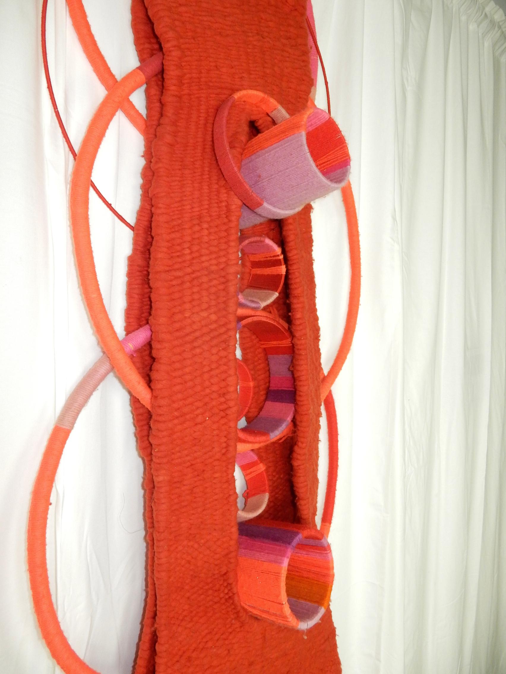 Mid-Century Modern Mexican Modernist Artist Marta Palau Wool Fabric Weaving Sculpture, 1978