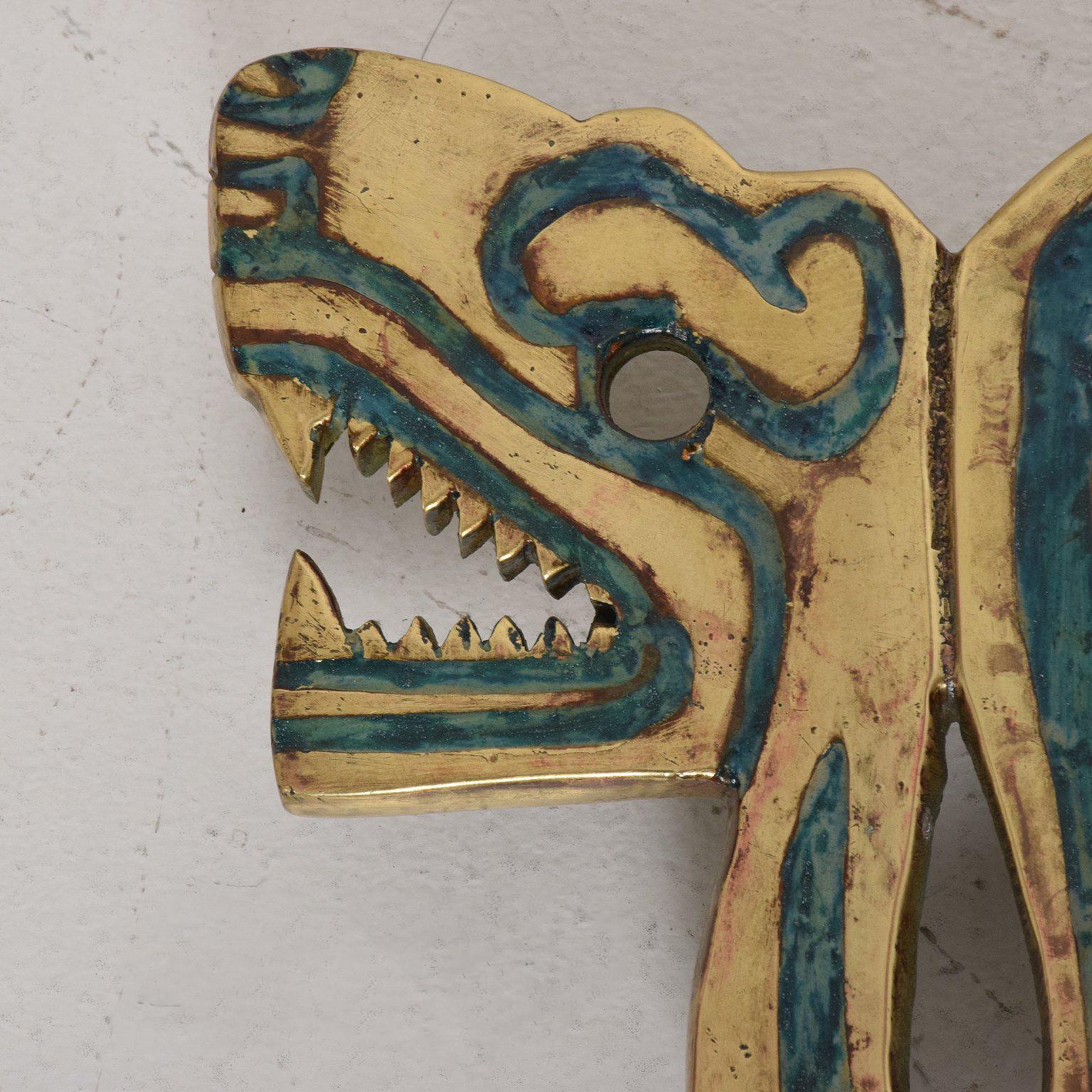 Mexican Modernist Bronze and Malachite Snake Pulls by Pepe Mendoza In Good Condition In Chula Vista, CA