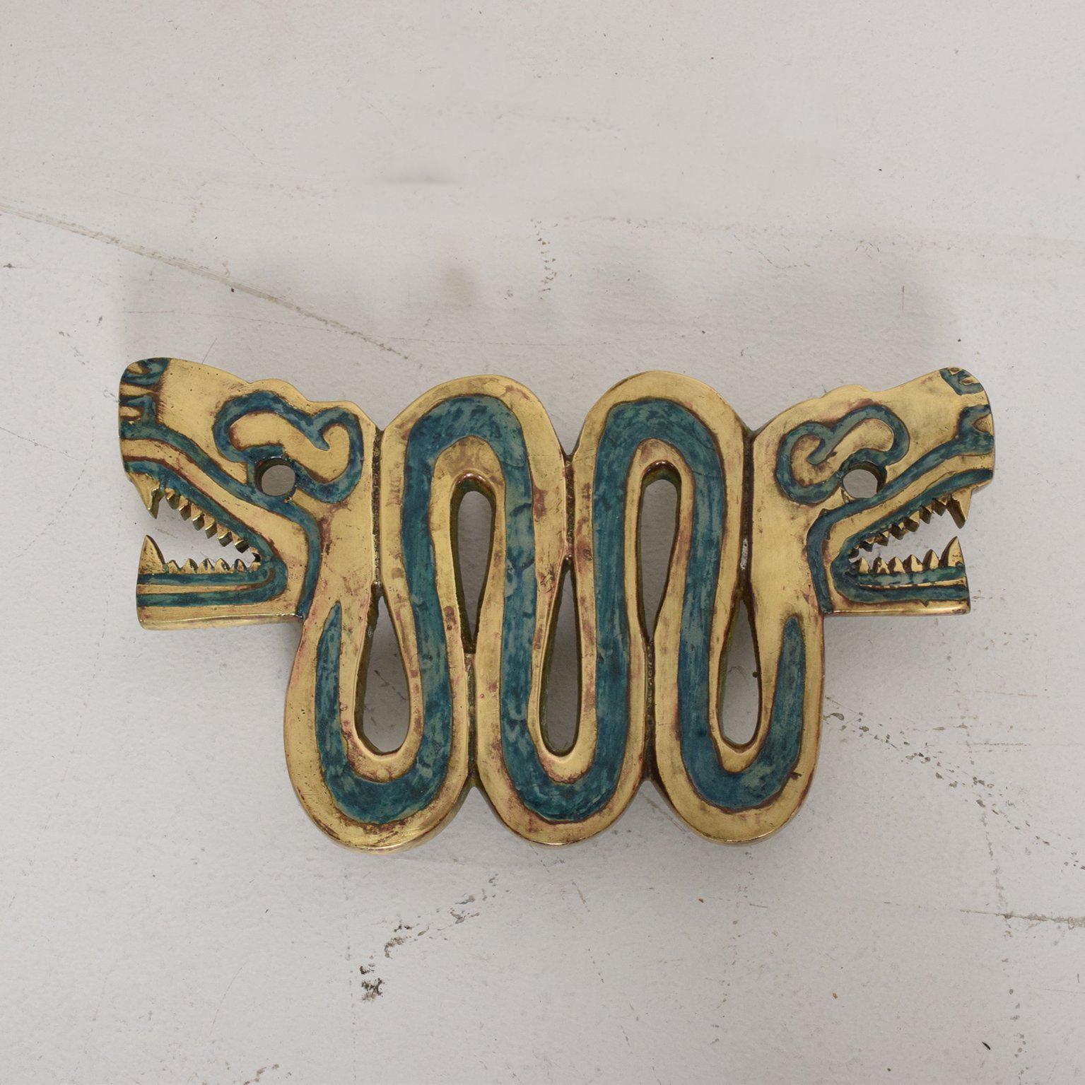 Mid-20th Century Mexican Modernist Bronze and Malachite Snake Pulls by Pepe Mendoza